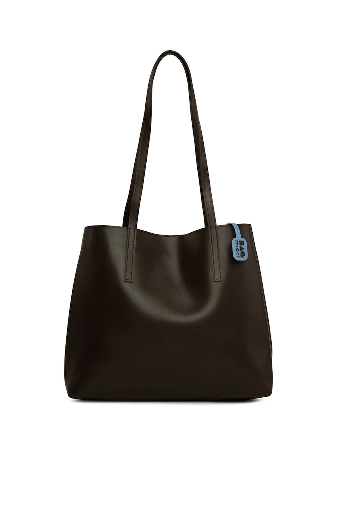 Kahverengi  Yandan Çıtçıtlı İnce Askılı Tote Çanta M000008663