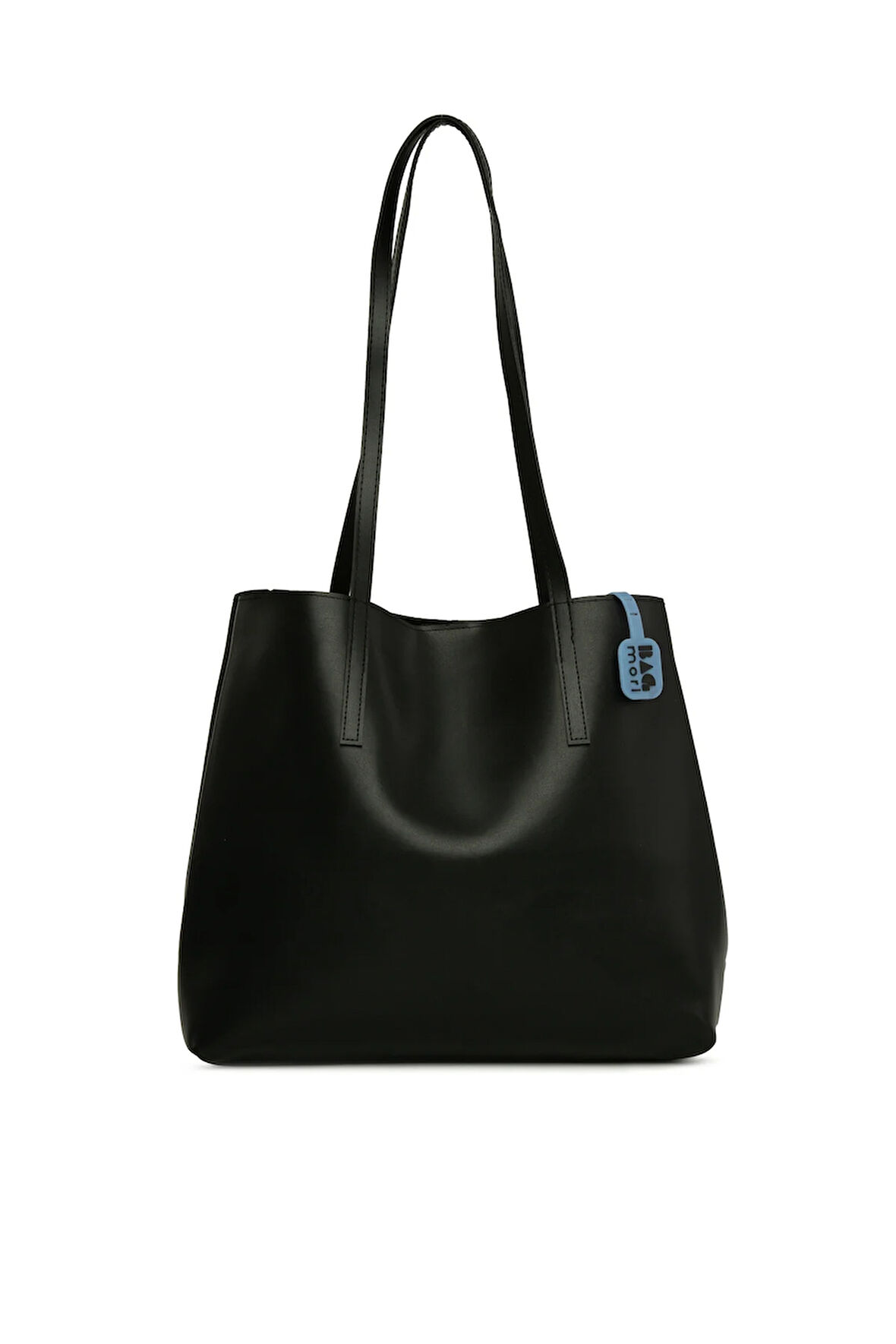 Siyah  Yandan Çıtçıtlı İnce Askılı Tote Çanta M000008663