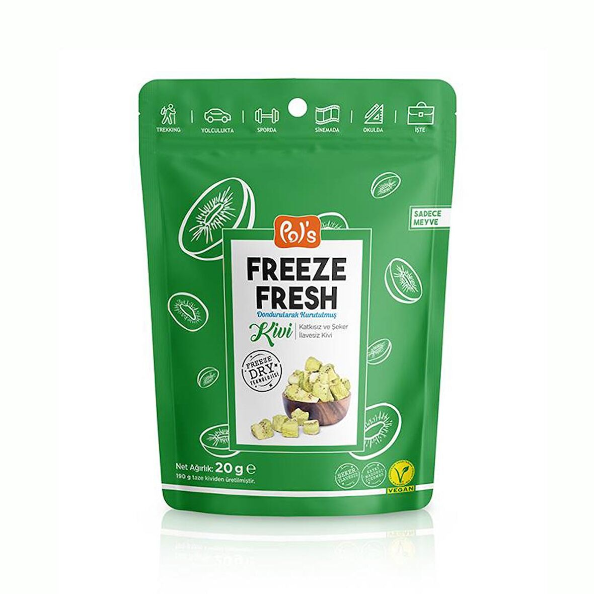 Freeze Fresh Dondurularak kurutulmuş Kivi 20 gr.