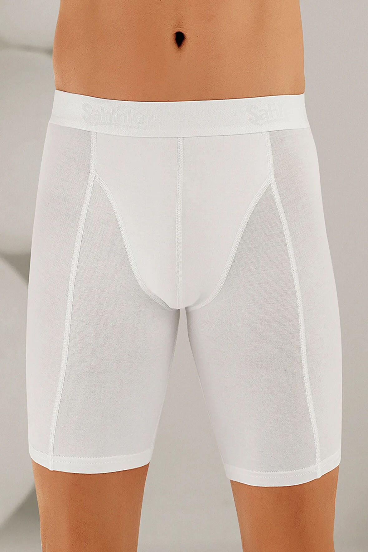 Erkek Gri Likralı Uzun Boxer ME114