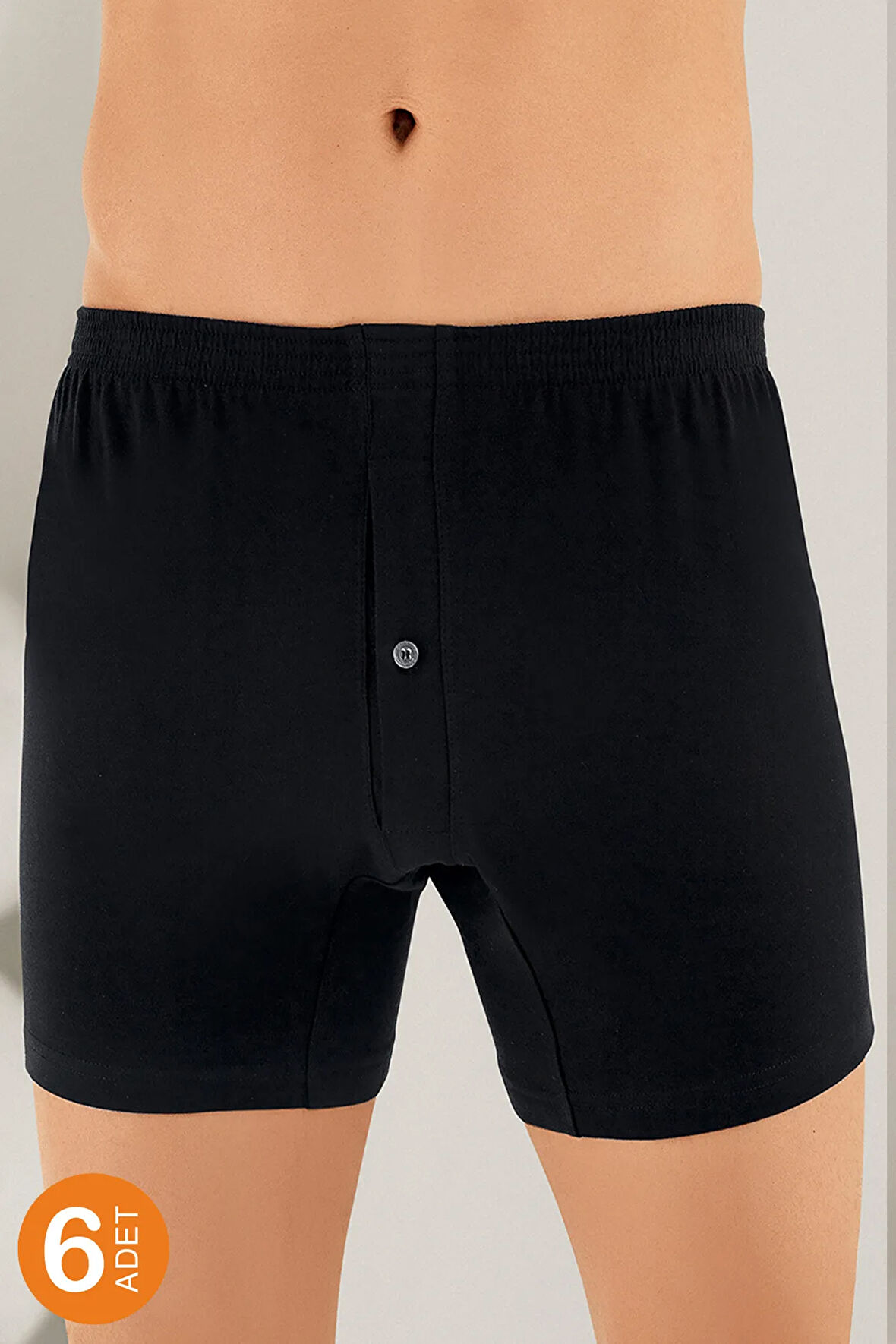 Erkek Siyah 6 Lı Paket Penye Boxer Me010