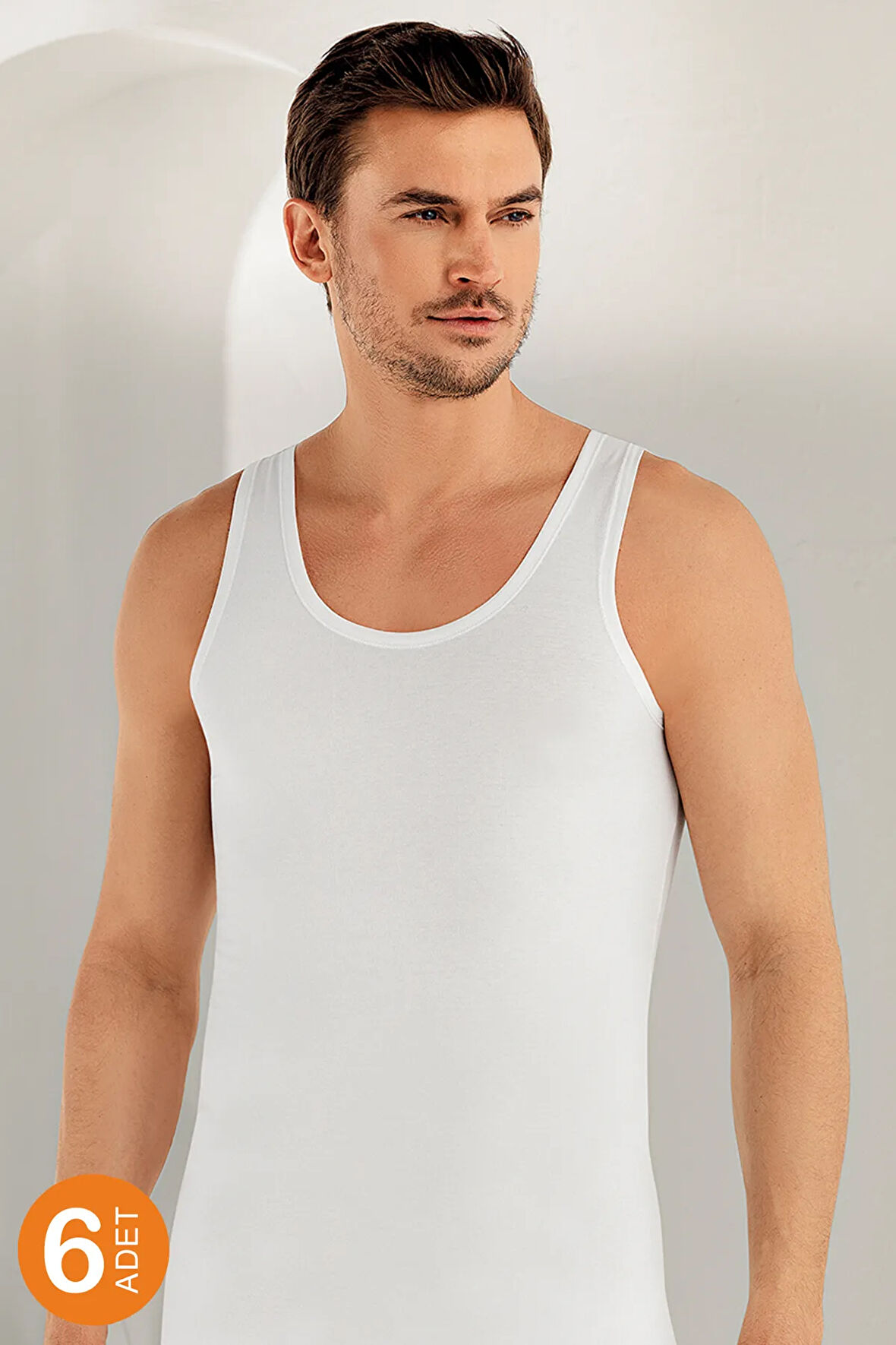 Erkek Beyaz 6lı Paket Likralı Atlet Me066