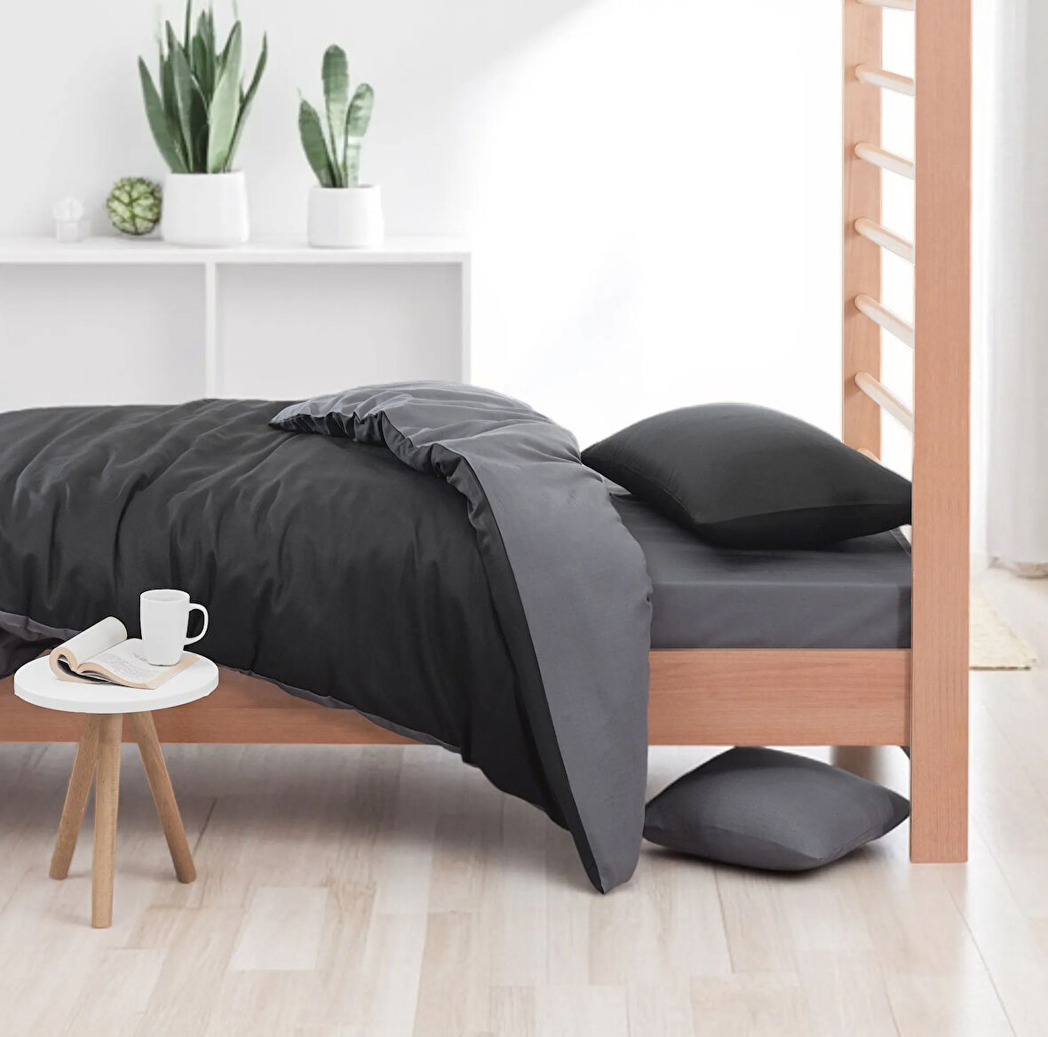 Paint Nevresim Takımı Tek Kişilik Onyx Siyah-Füme