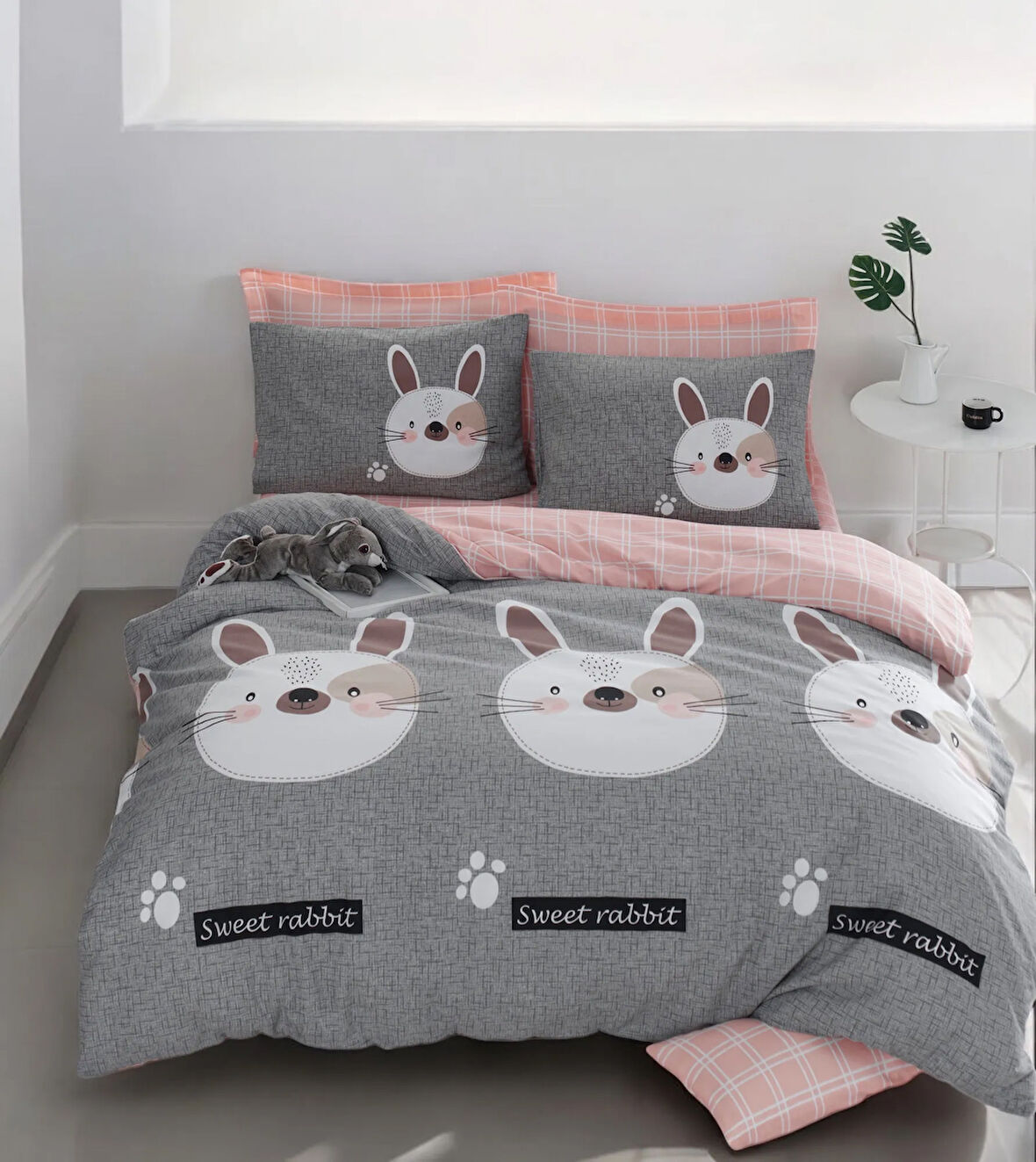 Life Nevresim Seti Çift Kişilik Bunny A.Kahve-Gri-Pembe