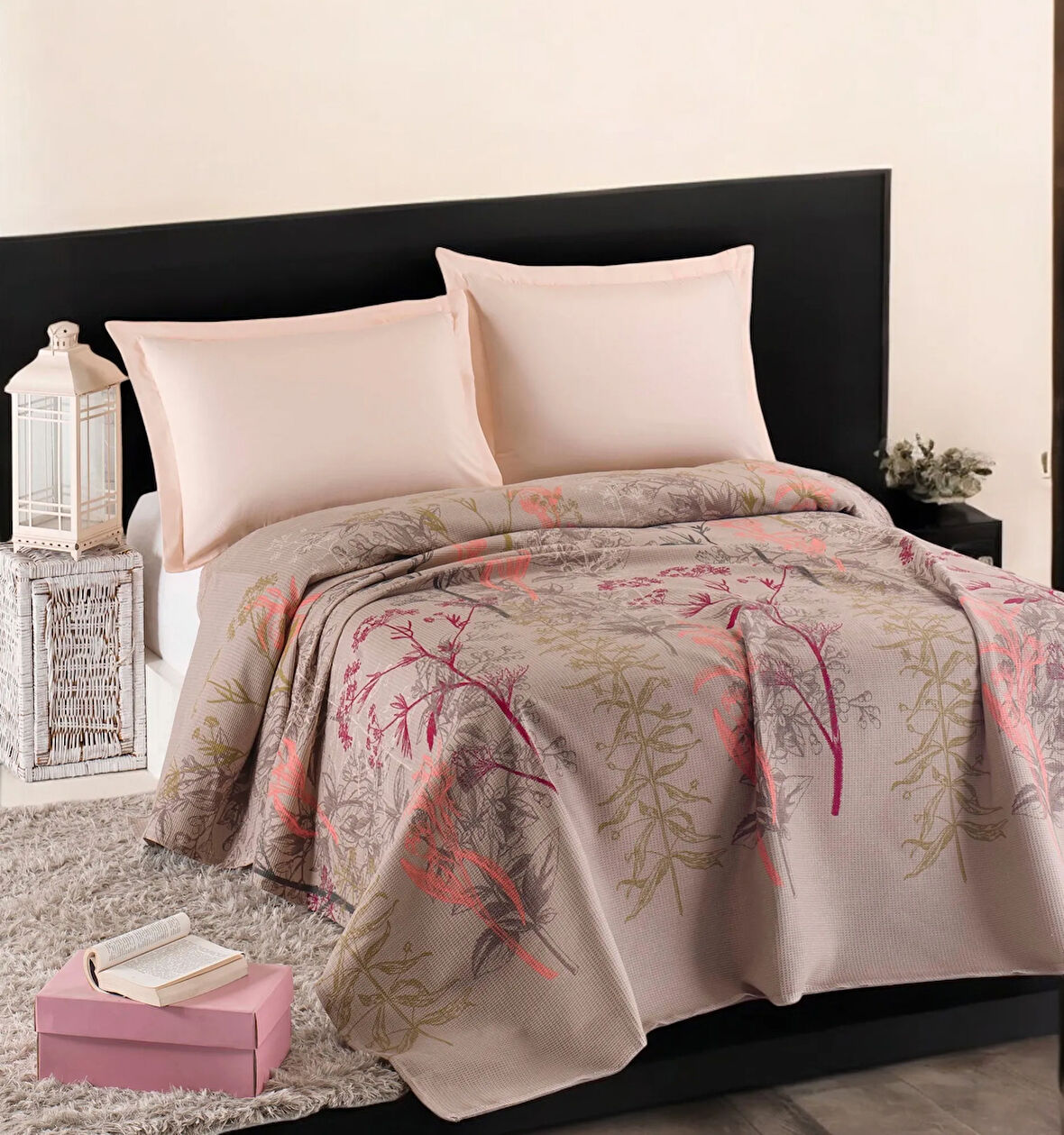 Doğal Pike Baskılı Battal 220x230cm Toscana Bej