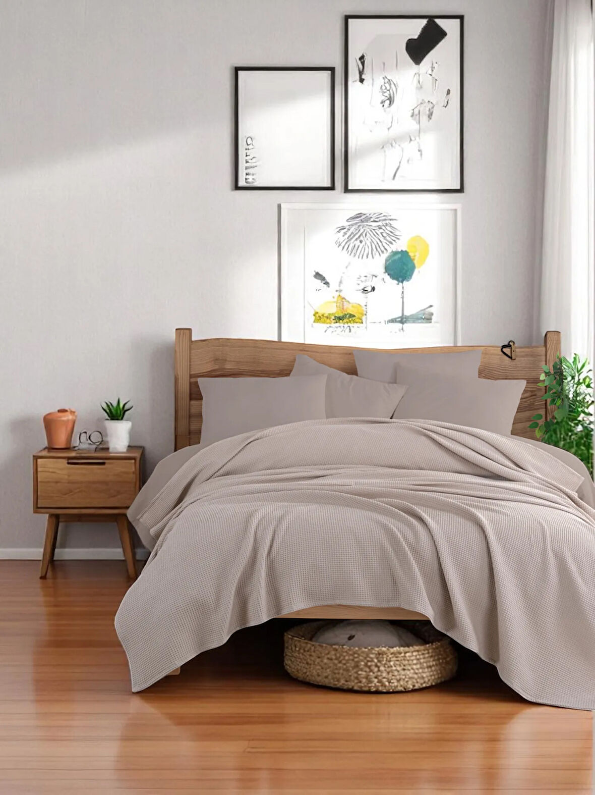 Ecocel Pike Örtü Çift Kişilik 200x230cm Sincere Vizon Gri