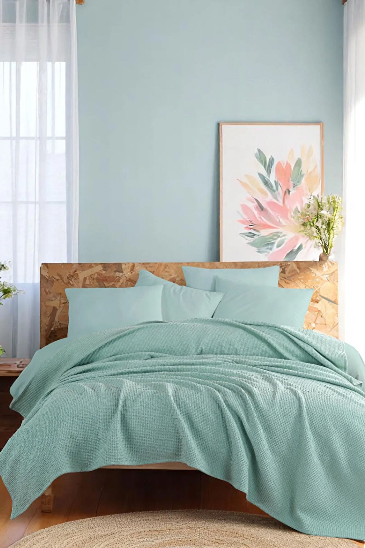 Ecocel Pike Örtü Çift Kişilik 200x230cm Sincere Mint Yeşili