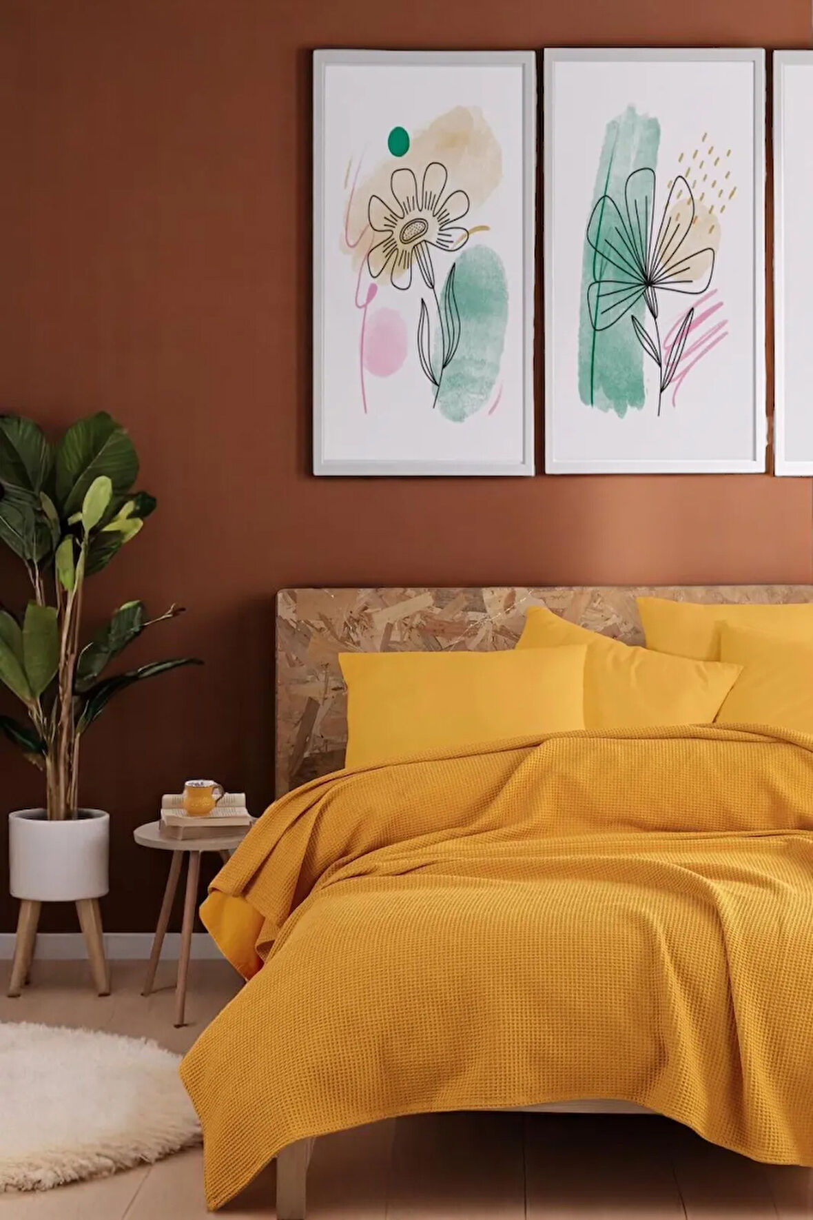 Ecocel Pike Örtü Çift Kişilik 200x230cm Sincere Hardal