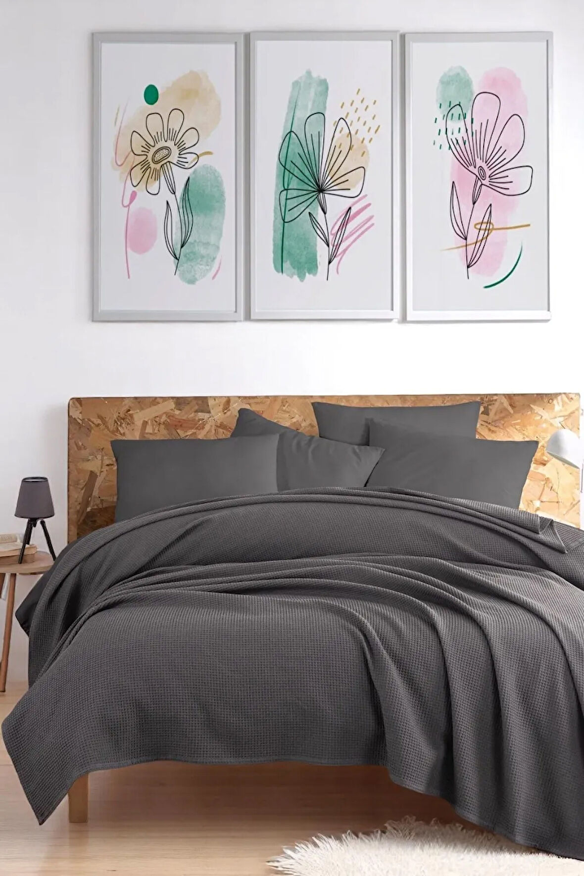 Ecocel Pike Örtü Çift Kişilik 200x230cm Sincere Antrasit