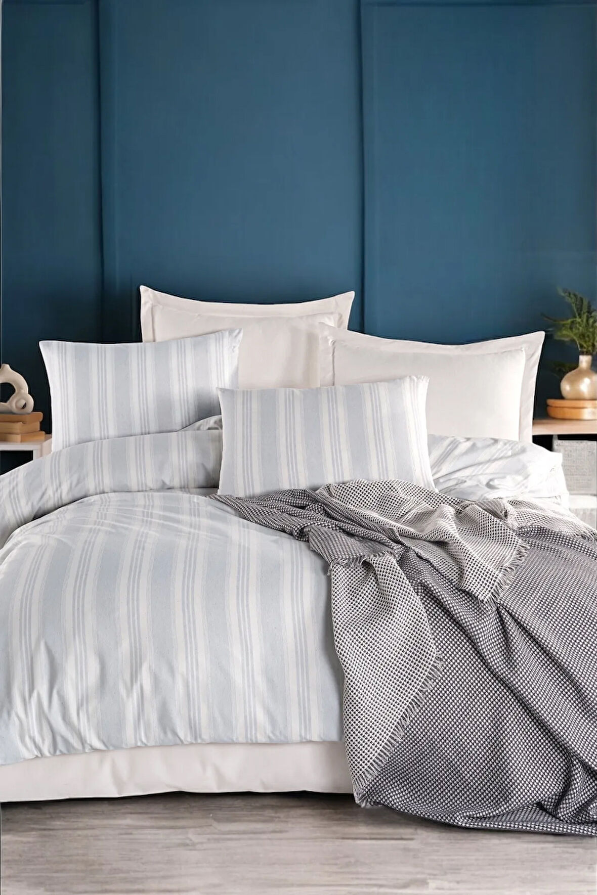 Modern Stripe Nevresim Takımı Çift Kişilik GentleTouch Gri