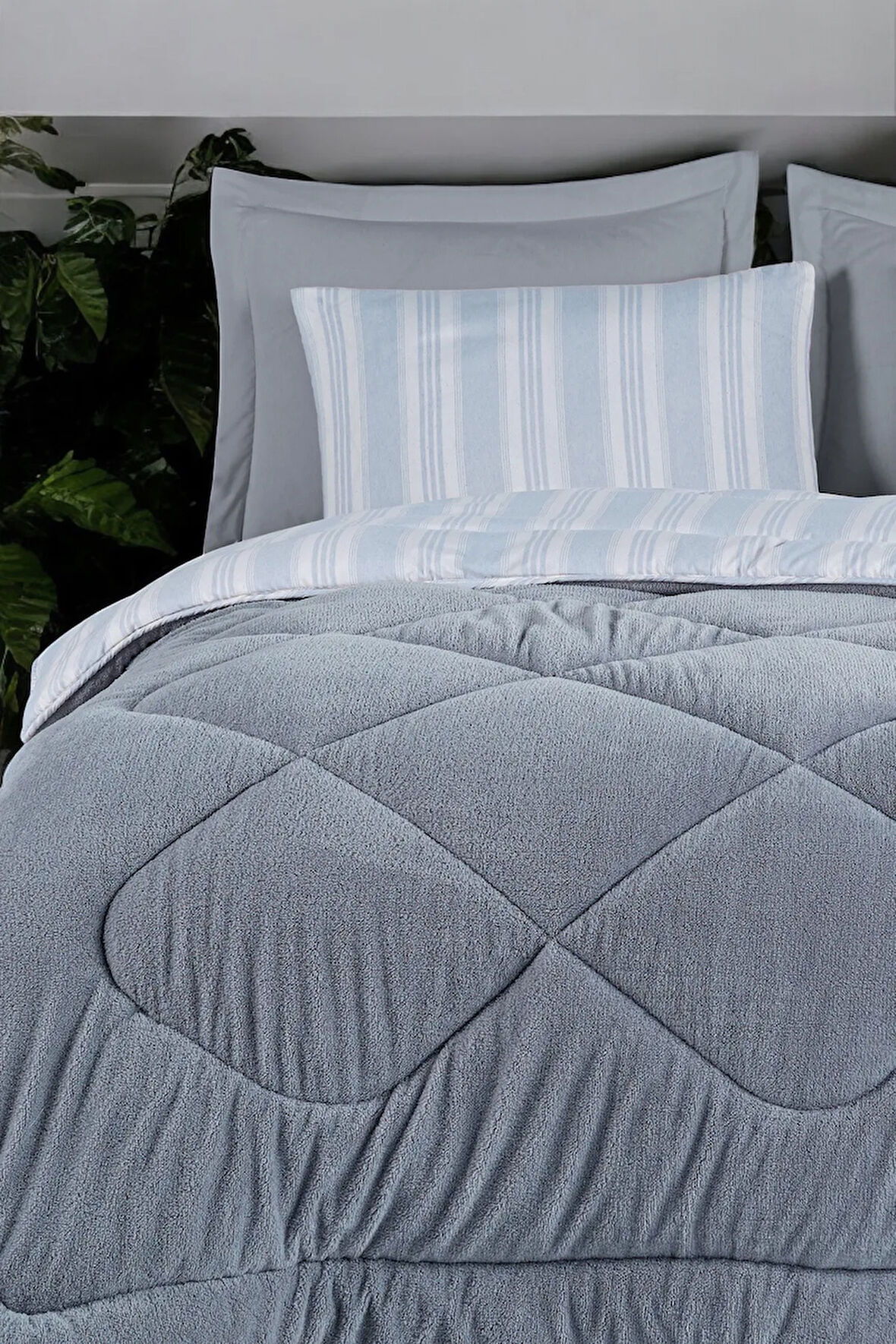 Uyku Seti Wellsoft Yorganlı Puffy 3 Parça Tek Kişilik GentleTouch Gri
