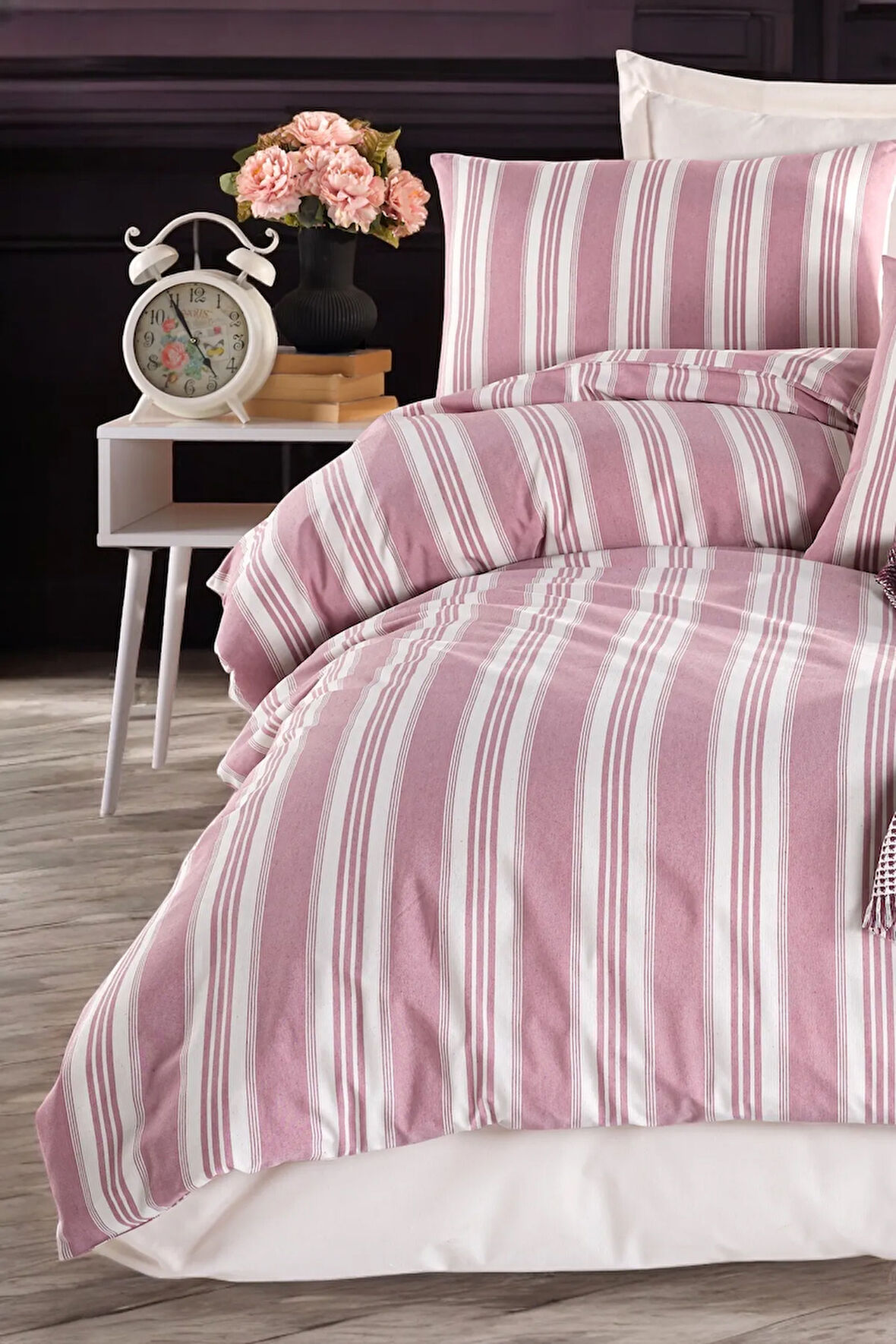 Modern Stripe Nevresim Takımı Tek Kişilik GentleTouch Bordo