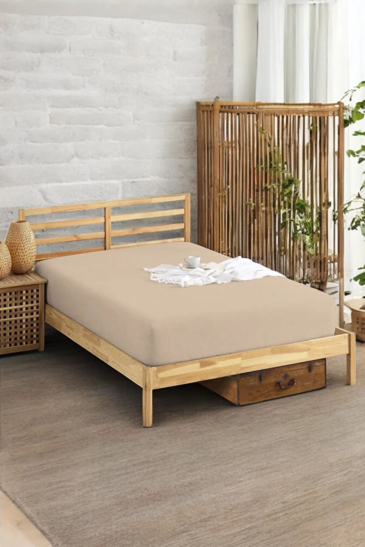 Penye Lastikli Çarşaf Pamuklu Soley Tek Kişilik 100x200cm Bej