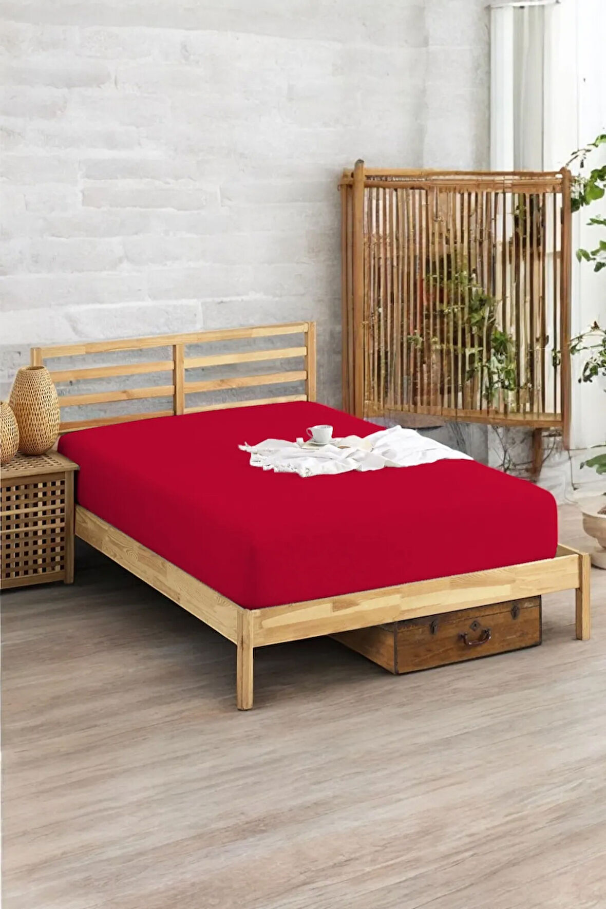 Penye Lastikli Çarşaf Pamuklu Soley Tek Kişilik 100x200cm Bordo