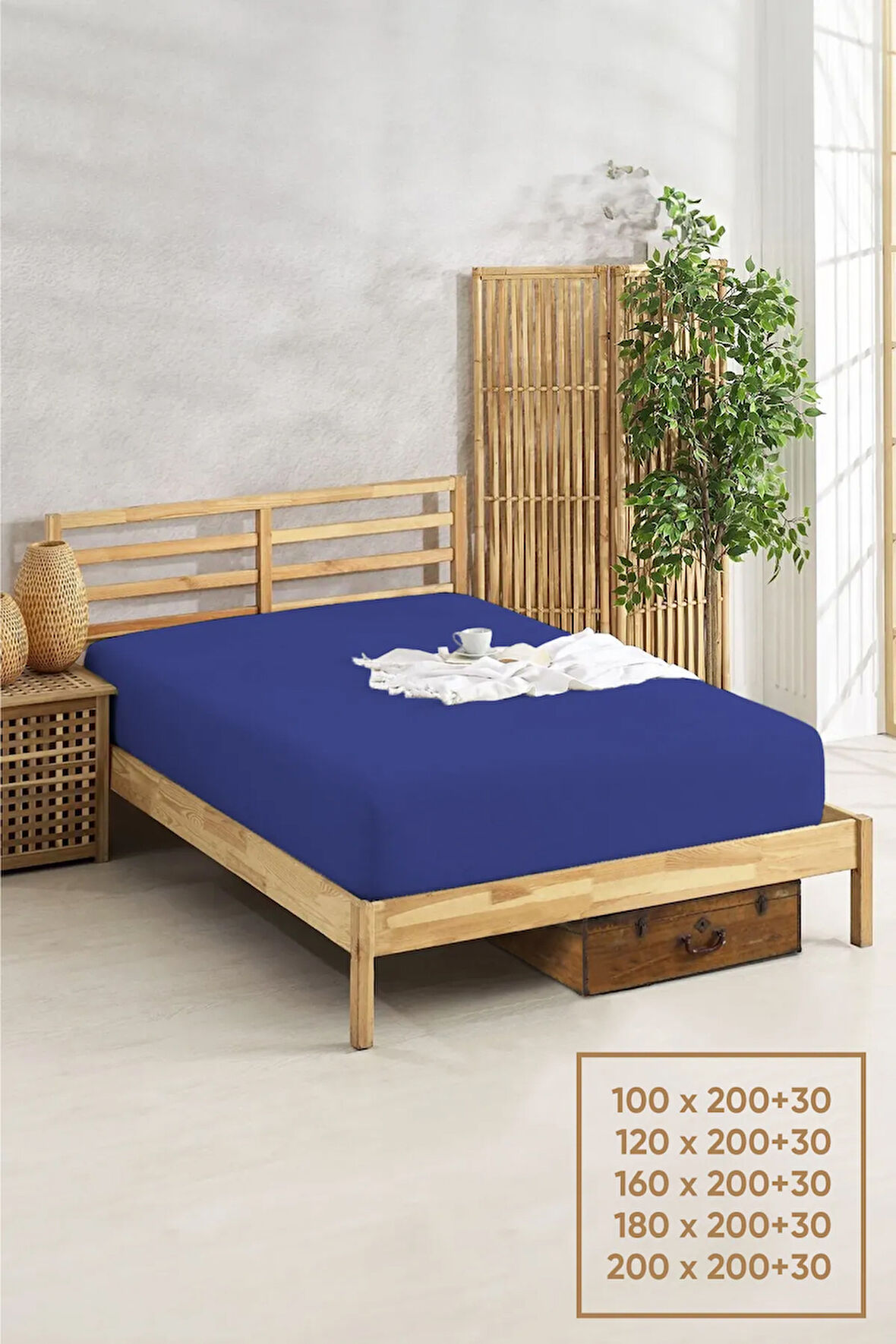 Penye Lastikli Çarşaf Pamuklu Soley Süper Battal Kişilik 200x200cm Lacivert