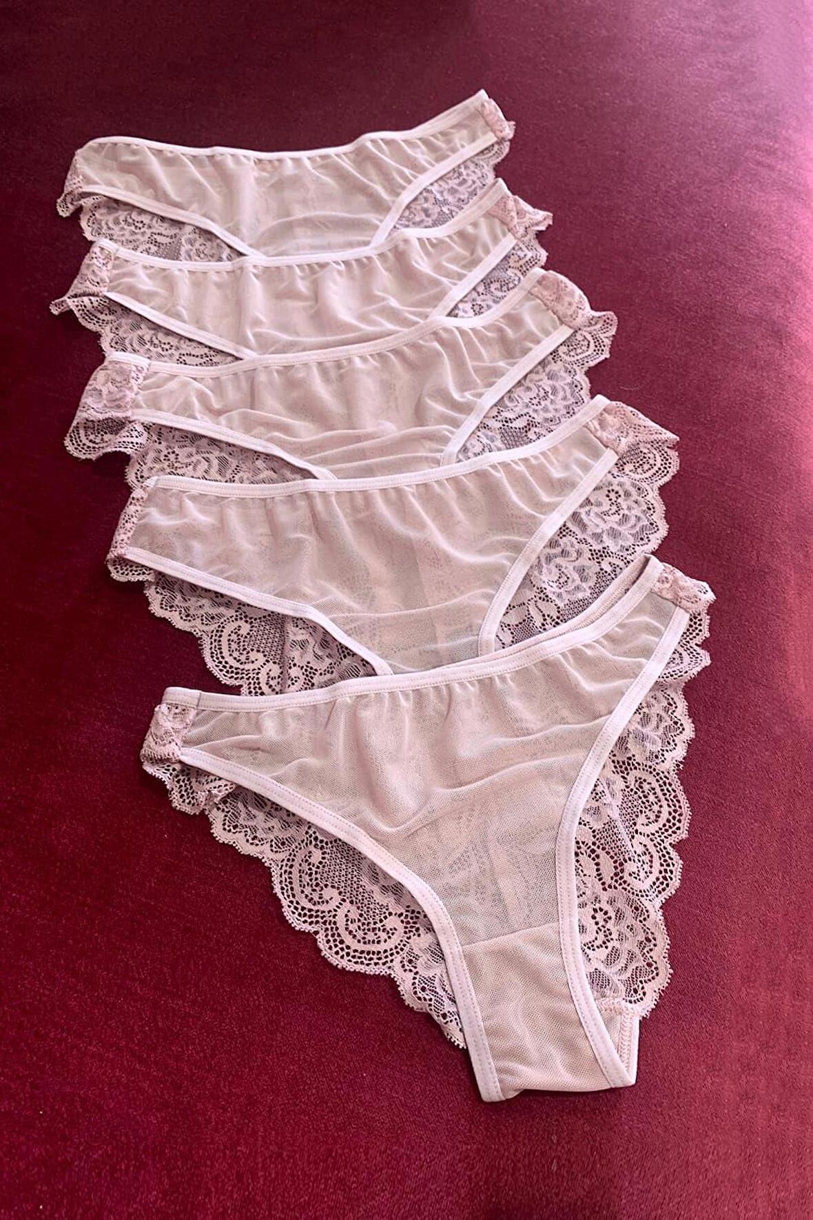 Alsanalsa Pudra 5'li Paket Arkası Dantelli Kadın Külot