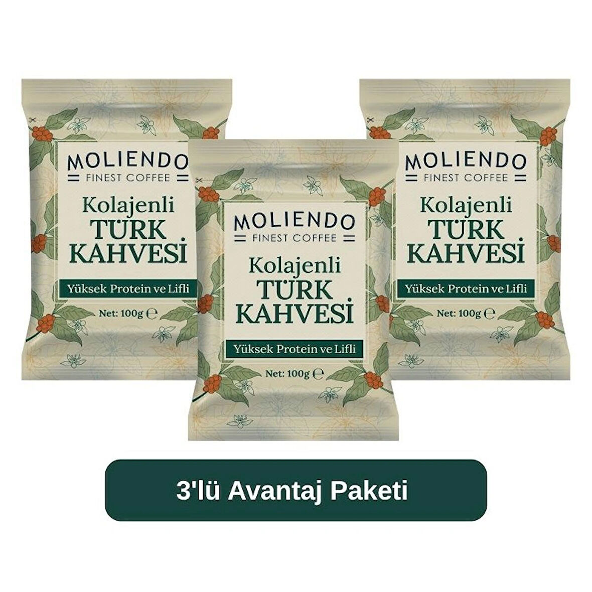 Moliendo Kolajenli Türk Kahvesi 100 g 3'lü Avantaj Paketi