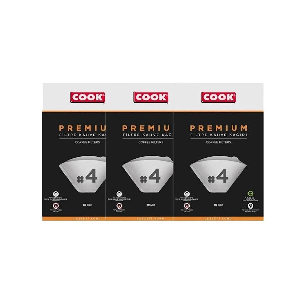 COOK Premium Filtre Kahve Kağıdı - Ebat 4 (3 Paket 240 Adet)