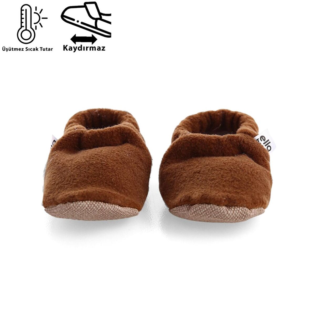 Polar Bebek Ev Patiği, Kaydırmaz Taban, Organik Pamuk Astar, Taba