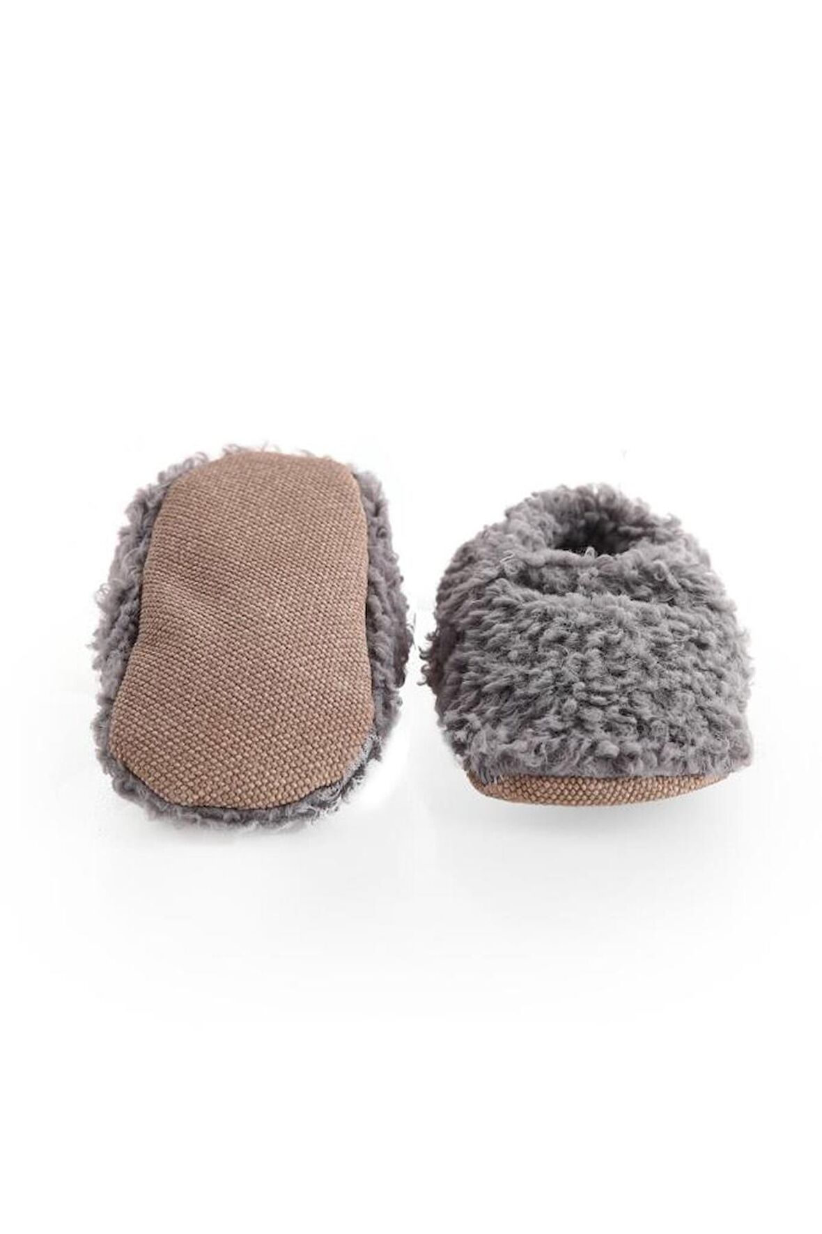 Tedy Bebek Pandufu Ev Patiği, Kaydırmaz Taban, Organik Pamuk Astar, Ev Kreş Ayakkabısı Gri EB540-GREY