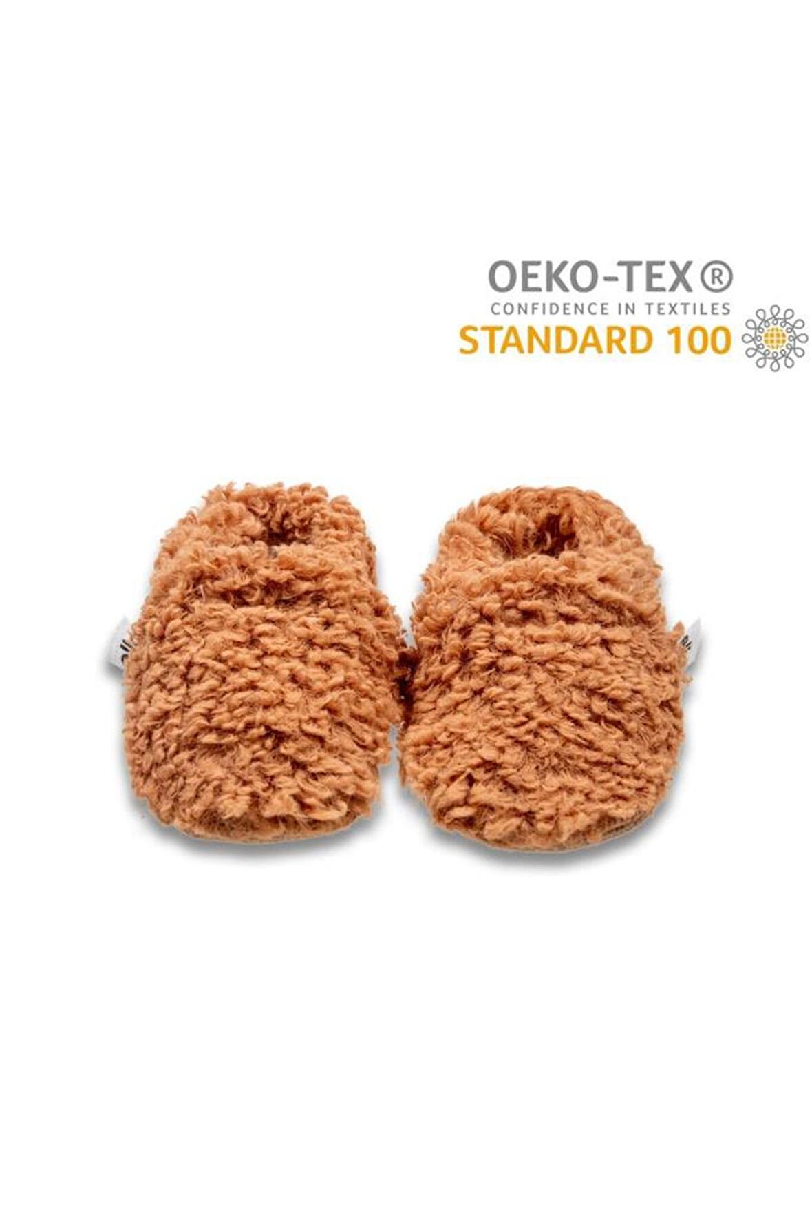 Tedy Bebek Pandufu Ev Patiği, Kaydırmaz Taban, Organik Pamuk Astar, Ev Kreş Ayakkabısı Taba EB540