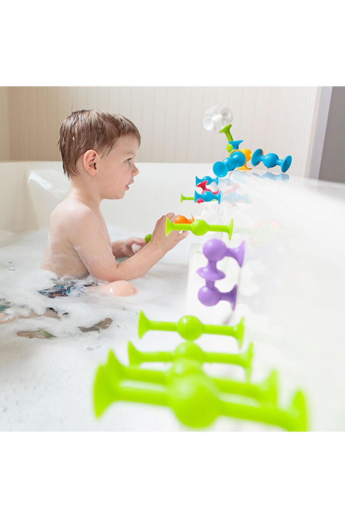Vakum Molekül 25 Parça Yapı Taşları Fidget Duyusal Banyo Oyuncak Squigz