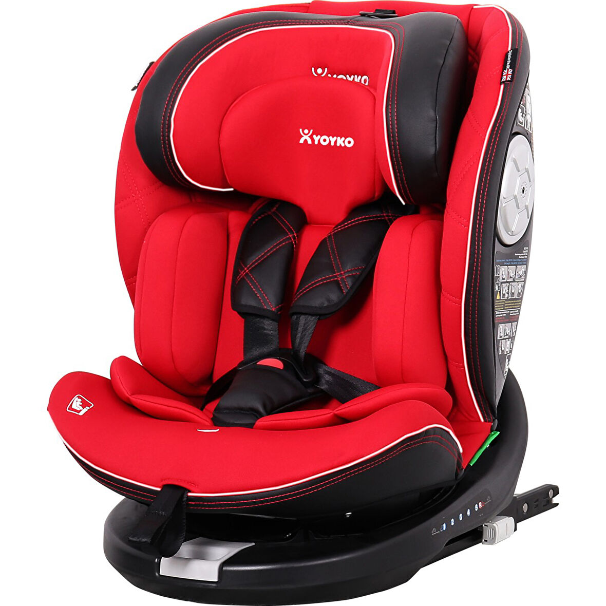 Ultimate 360 ° Dönebilir Yatabilir 0-36 Kg Deri Oto Koltuğu ISOFIX/SIP/LATCH Kırmızı