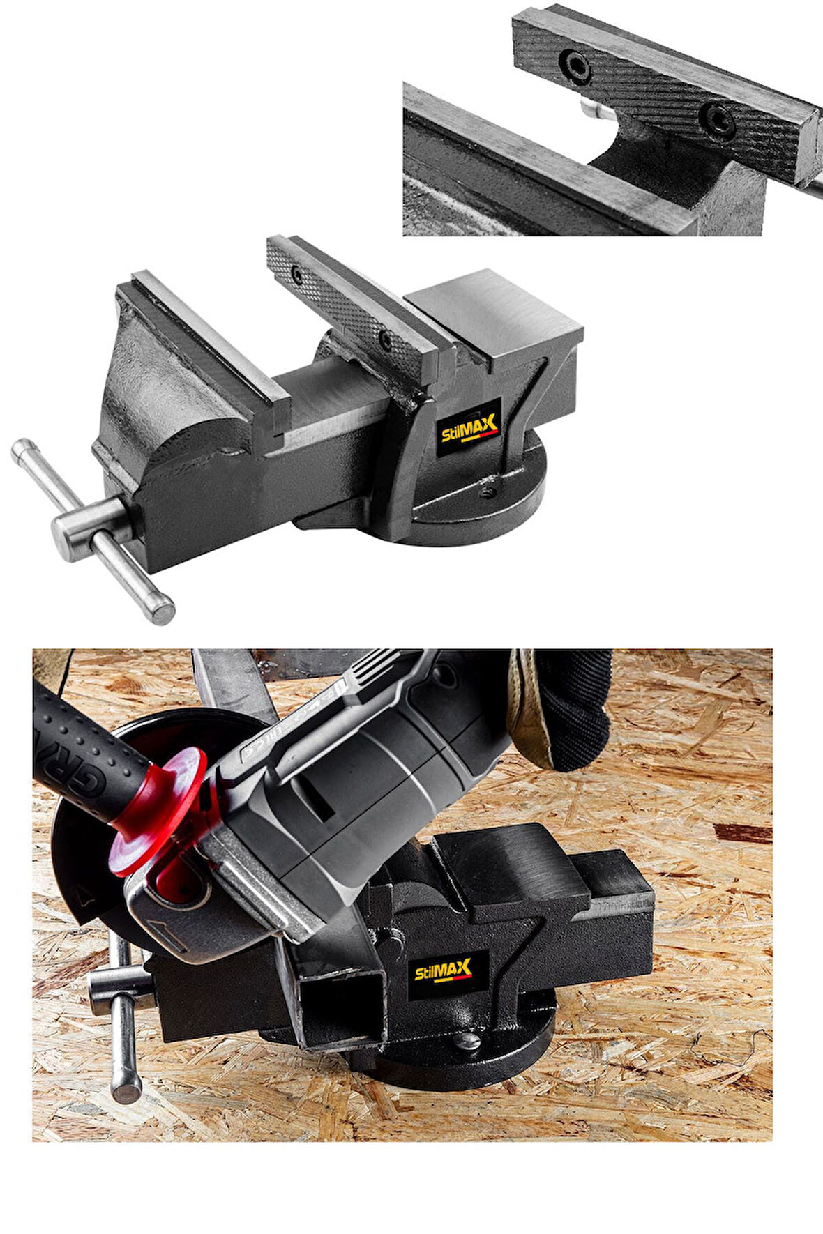 Germany Pro 80mm 3" Sabit Tabanlı Özel Alaşım Paslanmaz Çelik Sabit Tezgah Masa Mengenesi Örslü