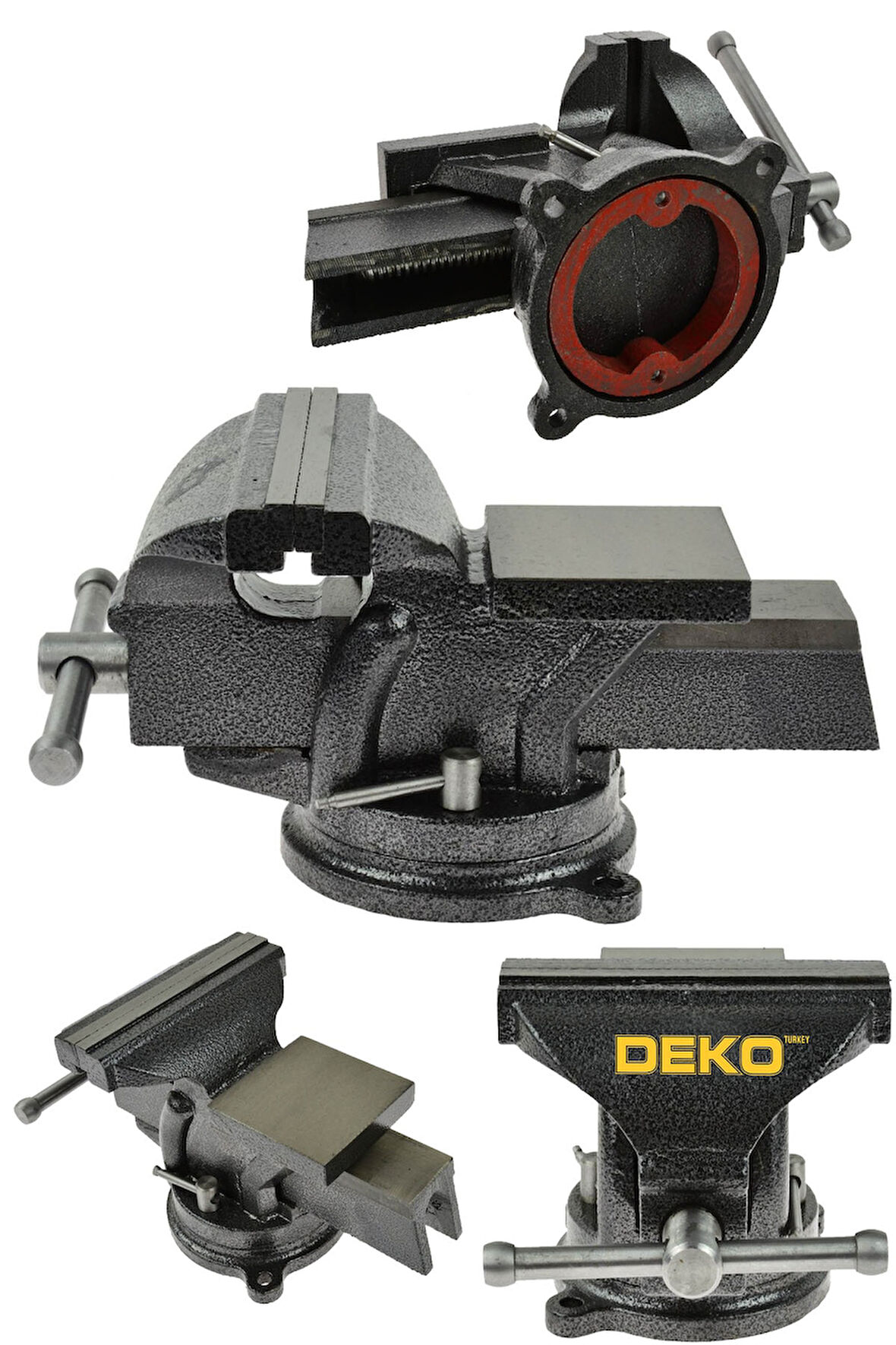 Premium 150mm 6" 360 Dönerli Taban Özel Alaşım Paslanmaz Çelik Sabit Tezgah Masa Mengenesi Örslü