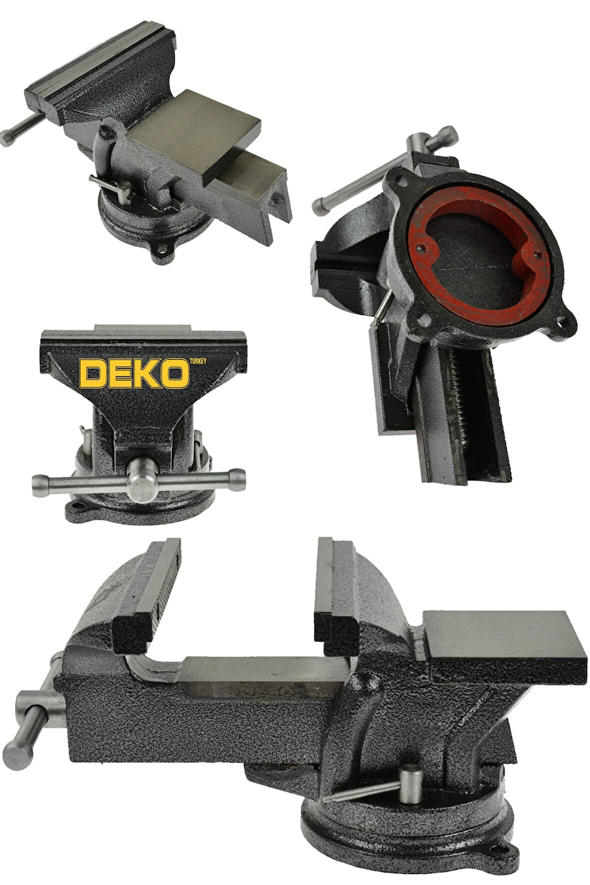 Premium 125mm 5" 360 Dönerli Taban Özel Alaşım Paslanmaz Çelik Sabit Tezgah Masa Mengenesi Örslü