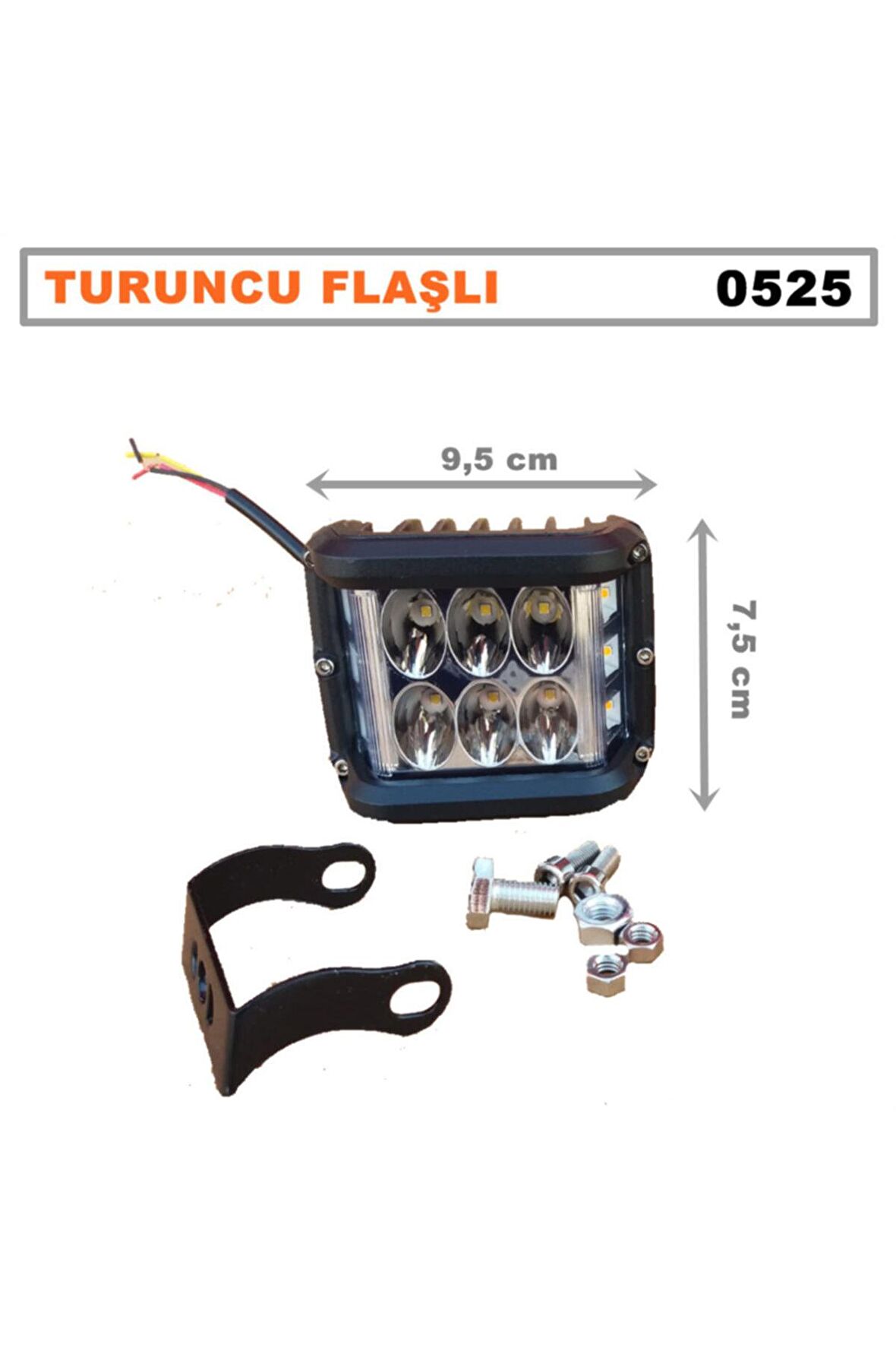 Led Bar Off Road Delici 6 Led Beyaz Işık - Turuncu Flaşlı - Siyah Çerçeve 1 Adet - Otoaksesuarbizde