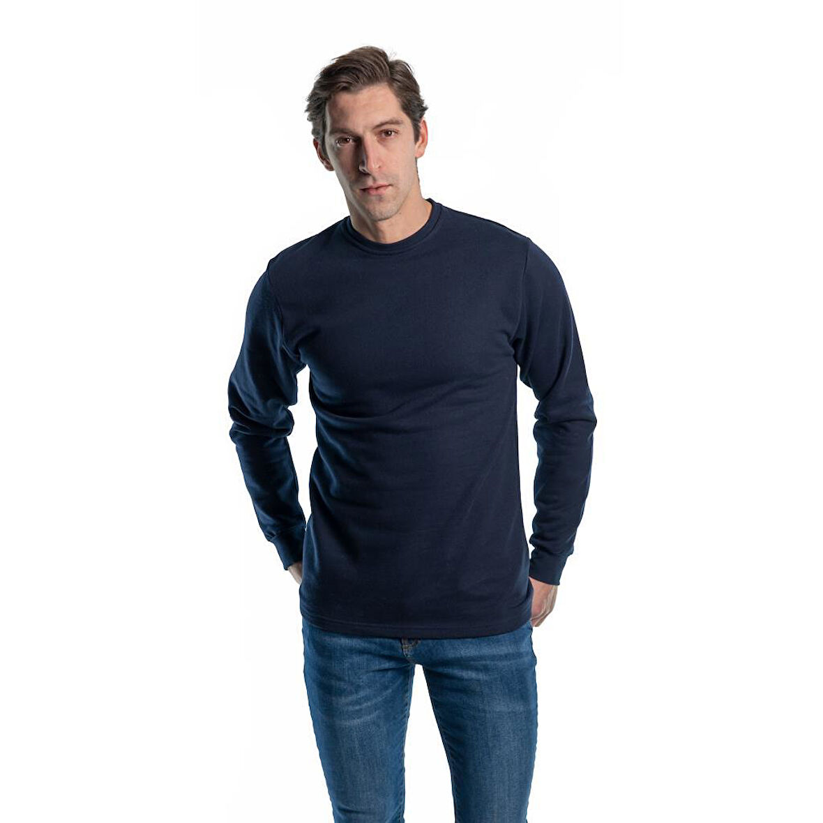 Şensel, Sweatshirt, Lacivert,Sıfır Yaka -107E4645-Kışlık-Pamuklu