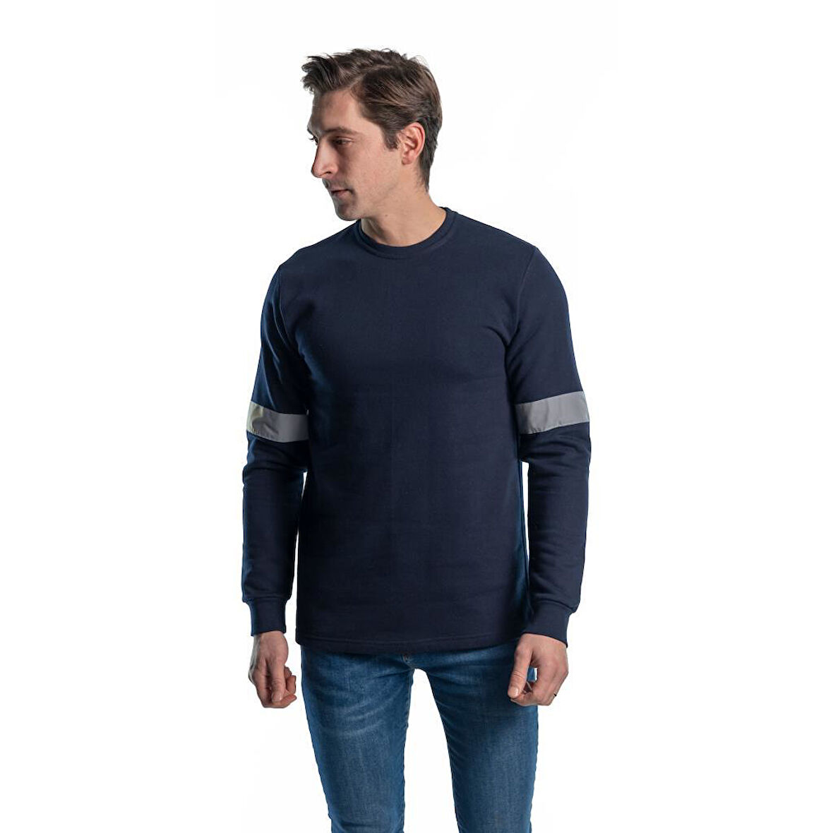 Şensel, Reflektörlü Sweatshirt, Lacivert, Sıfır Yaka -107E4745-