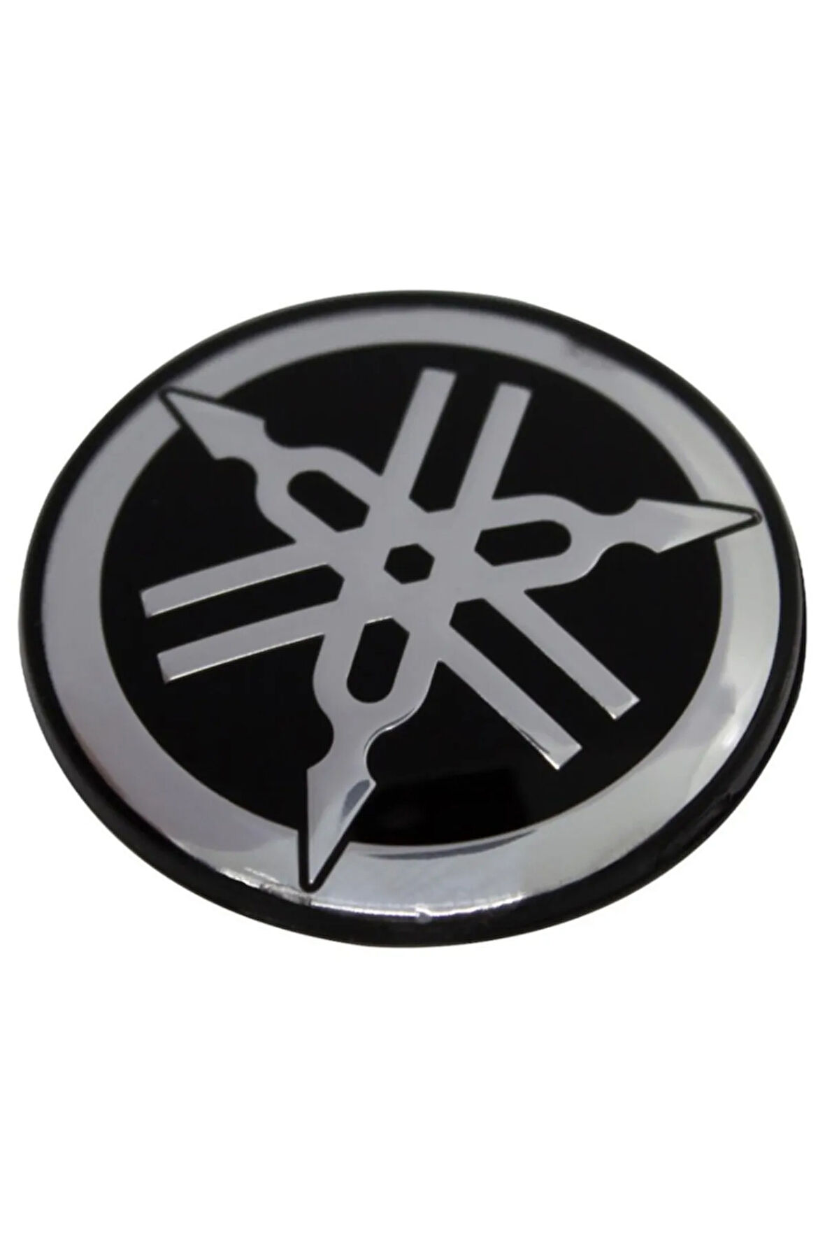 Yamaha Logo Yuvarlak Alüminyum Sticker Etiket Gümüş