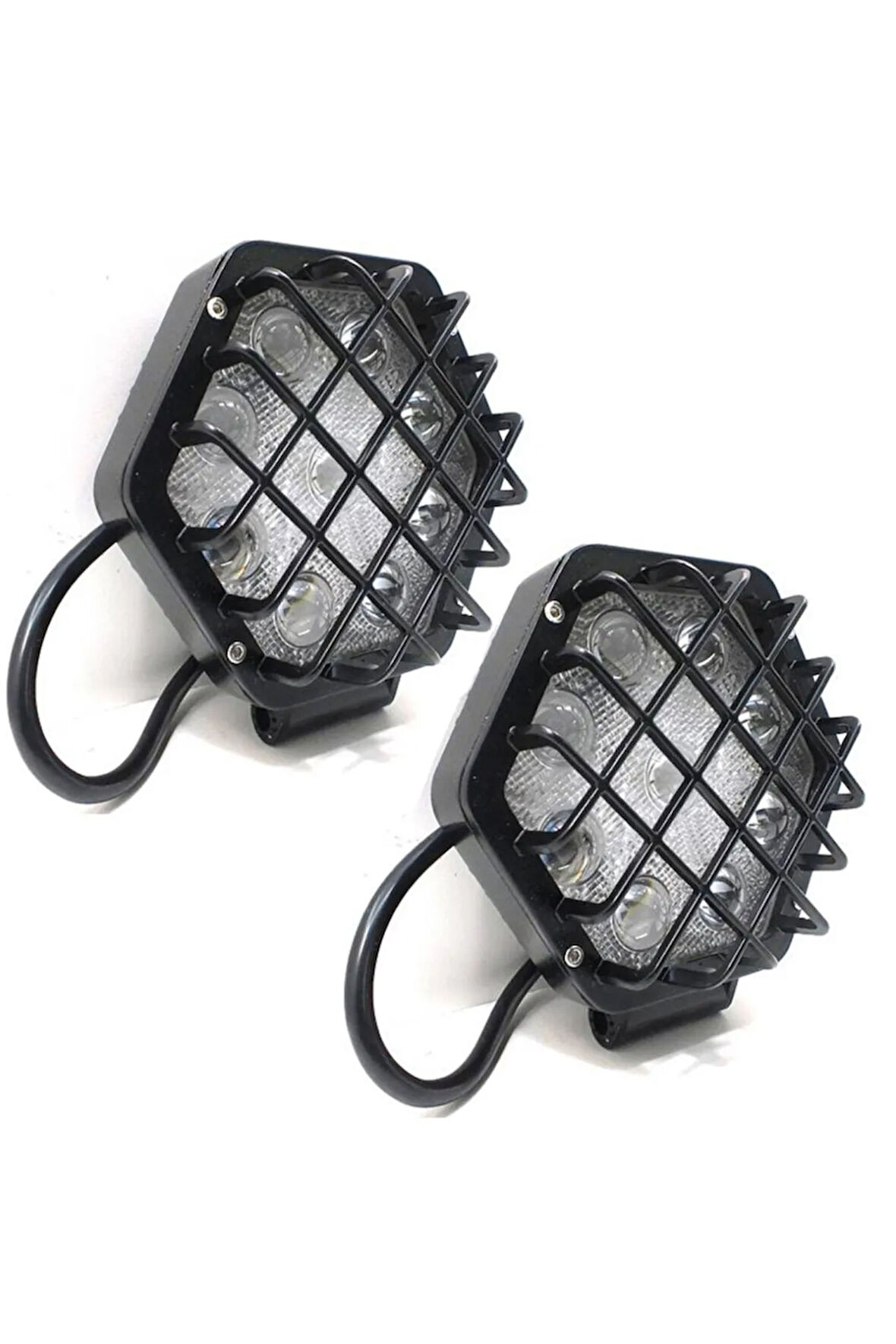 4 Adet 48w Altıgen Kafesli Siyah Kasa 16 Led Off Road Tekne Çalışma Lambası