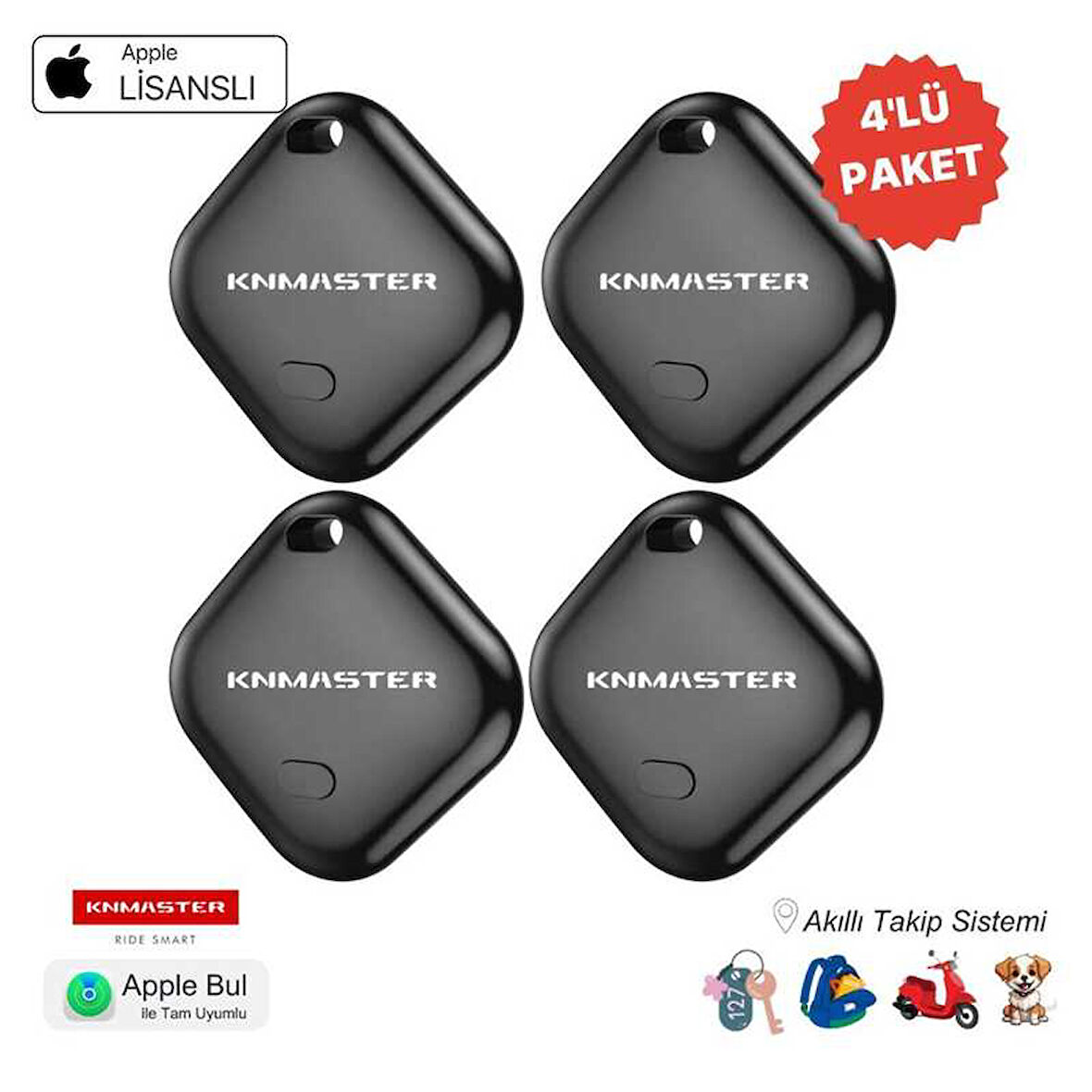 KNMASTER KNTAG 1 Akıllı Takip Cihazı 4lü Set