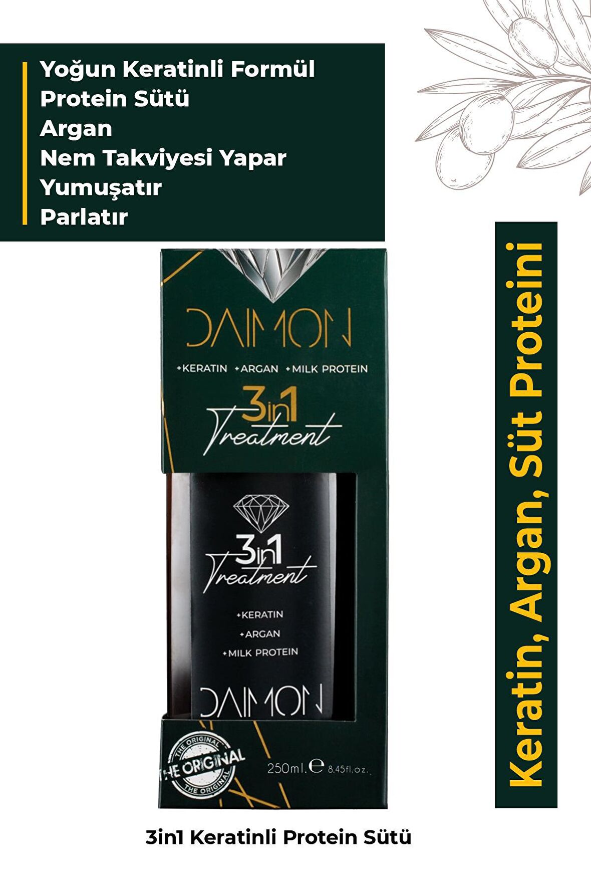 Colorinn Diamon 3 in1 Treatment Onarıcı Boyalı Saçlar İçin Keratinli 3 in 1 Proteinli Saç Sütü 200 ml