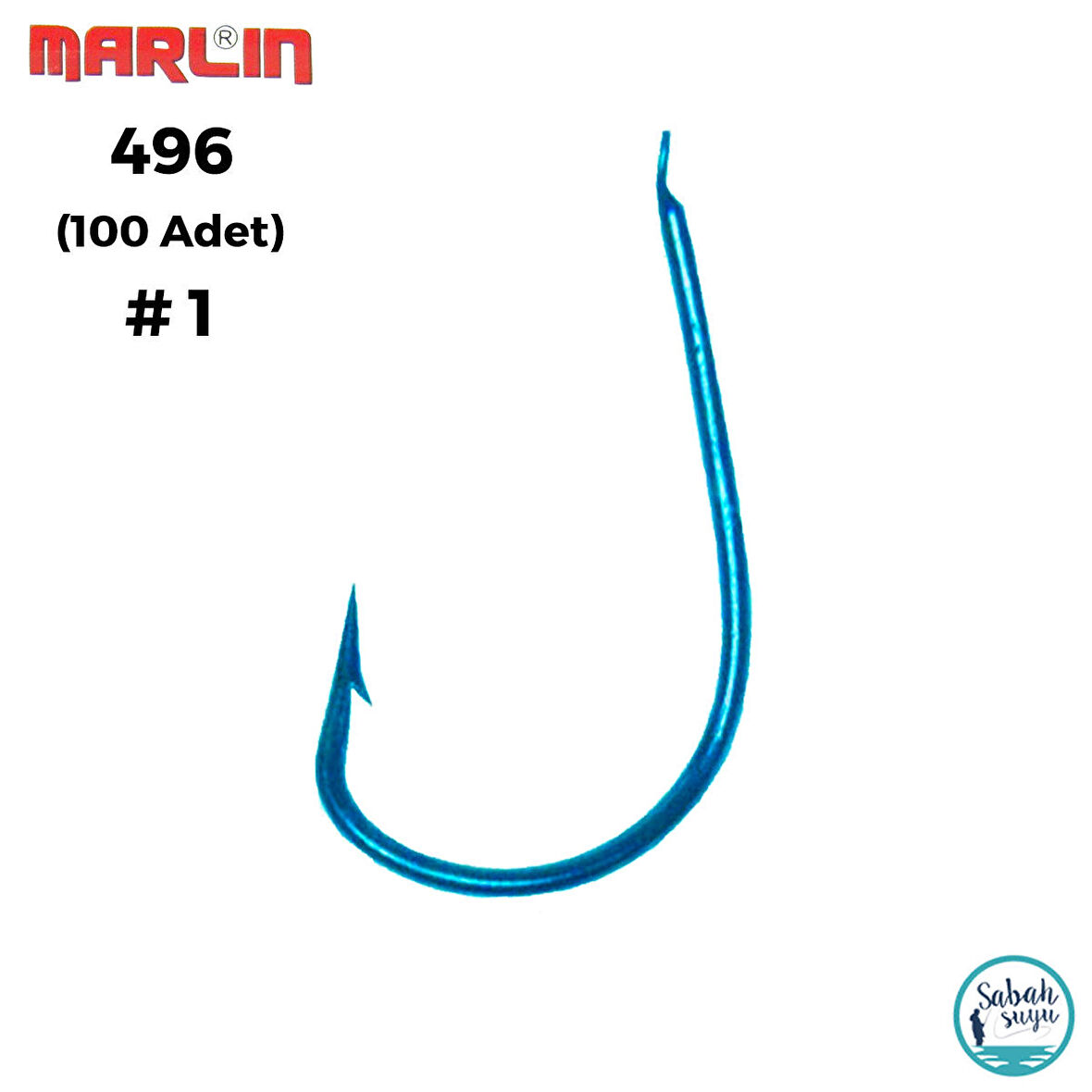 Marlin 496 Çapraz Tekli Olta İğnesi Mavi #1 (100 adet)