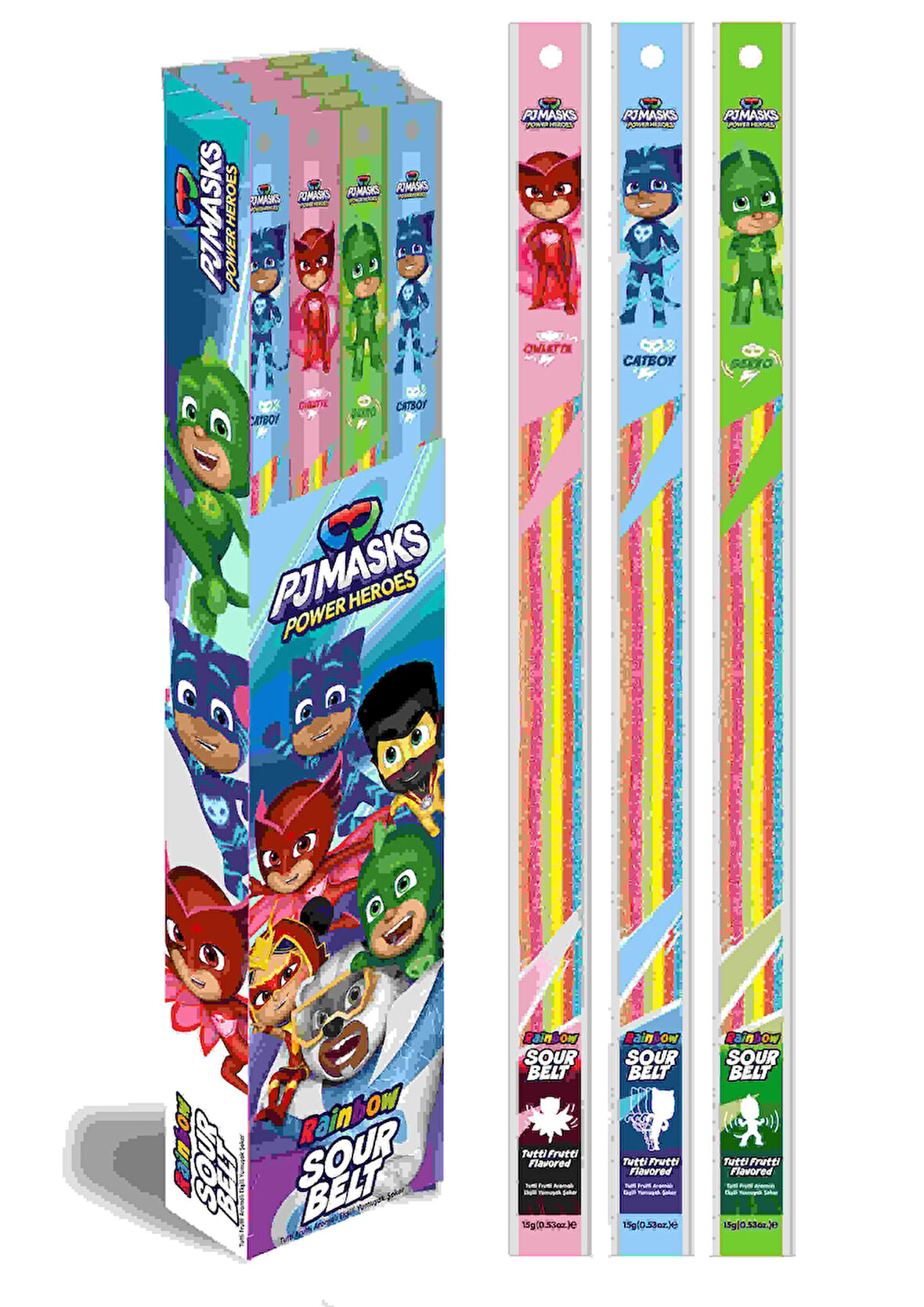 PJ Masks Rainbow Ekşi Şerit Şeker Tutti Frutti Aromalı (15 Gr.)