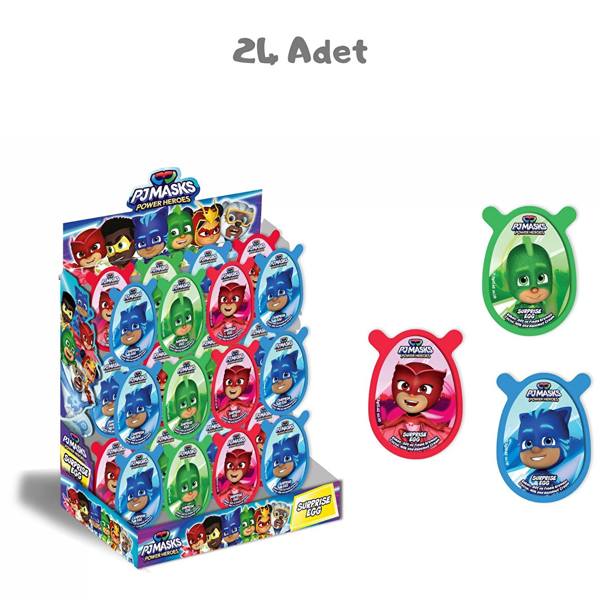 Pj Masks Oyuncaklı Sürpriz Pvc Yumurta  (17,50 Gr) 24 Adet