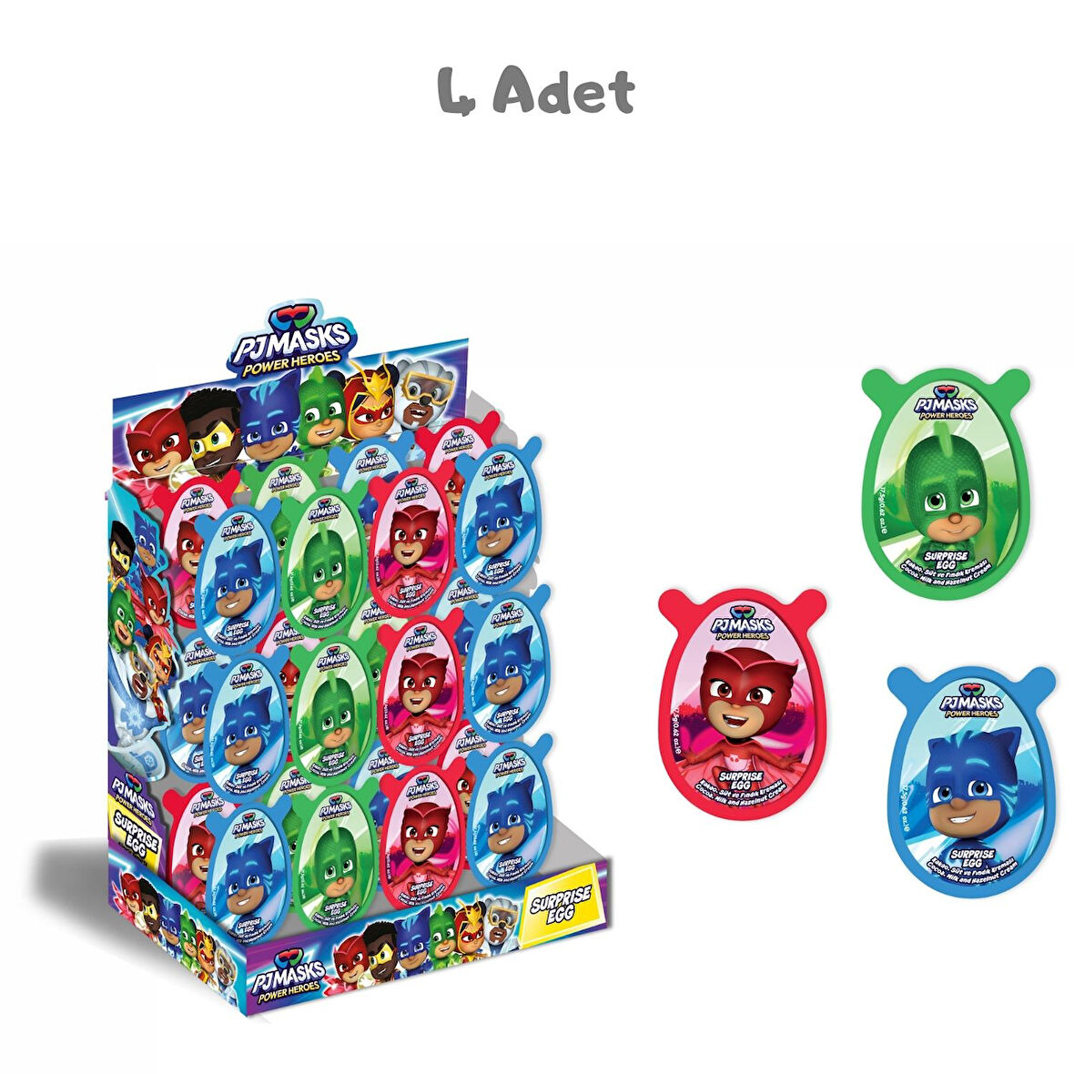 Pj Masks Oyuncaklı Sürpriz Pvc Yumurta  (17,50 Gr) 4 Adet