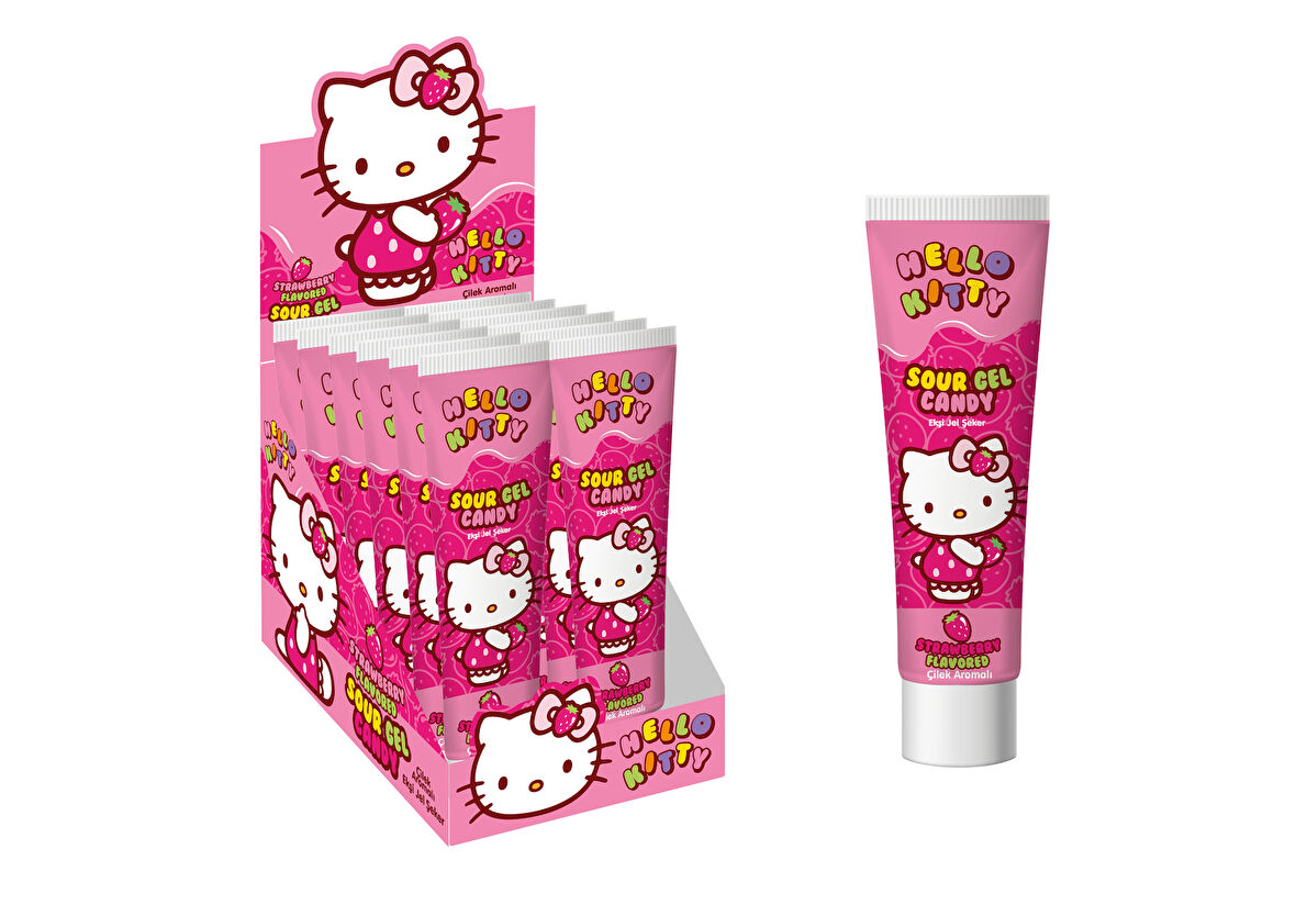 Hello Kitty Ekşi Jel Şeker (Tüp) Çilek Aromalı (35 Gr.) 1 Adet