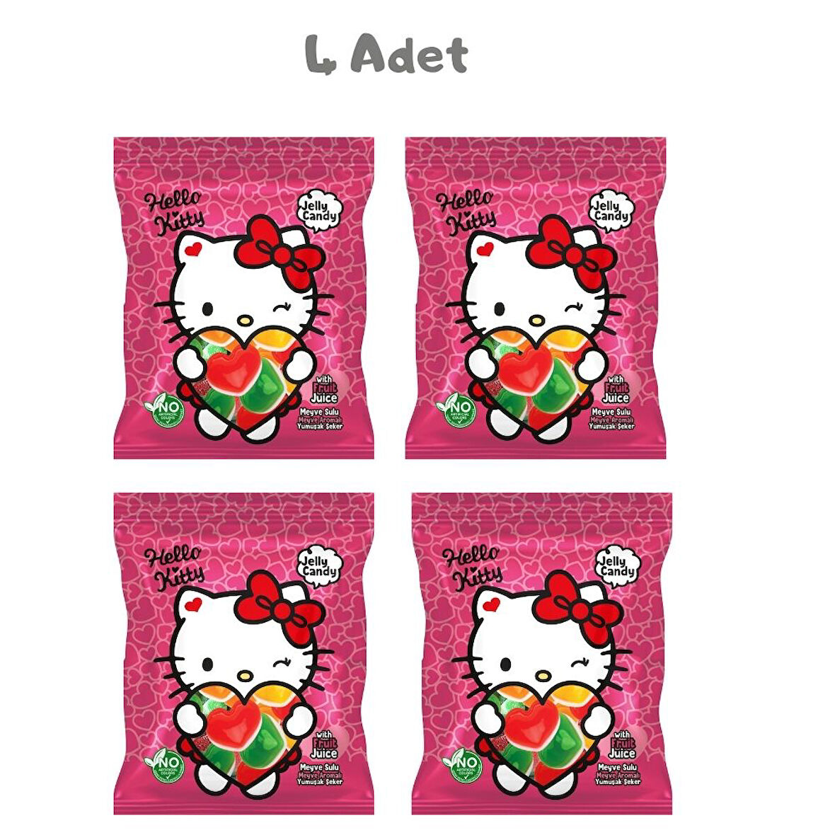 Hello Kitty Kalp Meyve Aromalı Yumuşak Şeker 80 Gr. 4 Adet