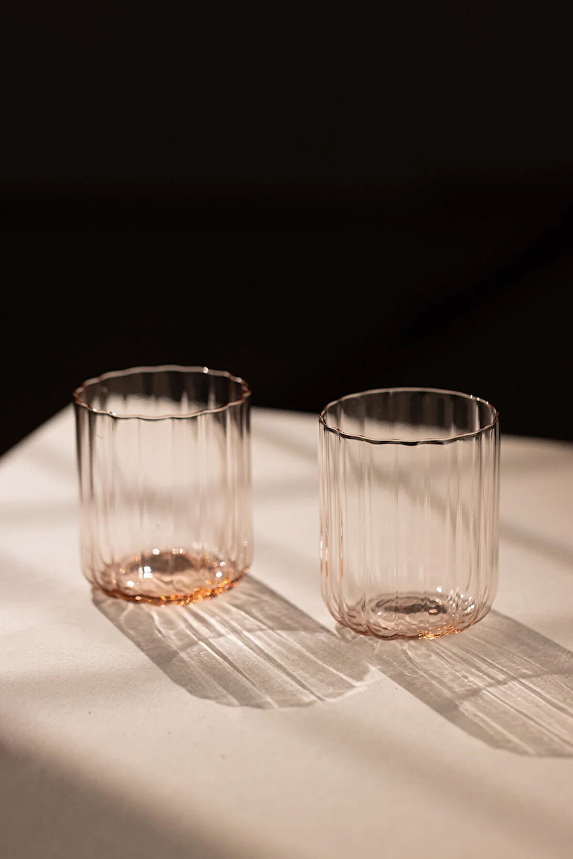 Flower El Yapımı Kendinden Renkli 2'li Su Bardağı Seti Pembe 450 cc