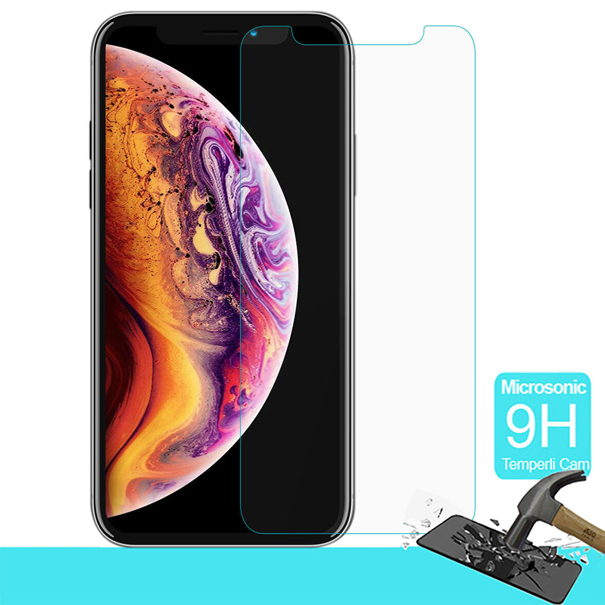 Microsonic Apple Uyumlu iPhone XS Max (6.5'') Temperli Cam Ekran koruyucu Kırılmaz film