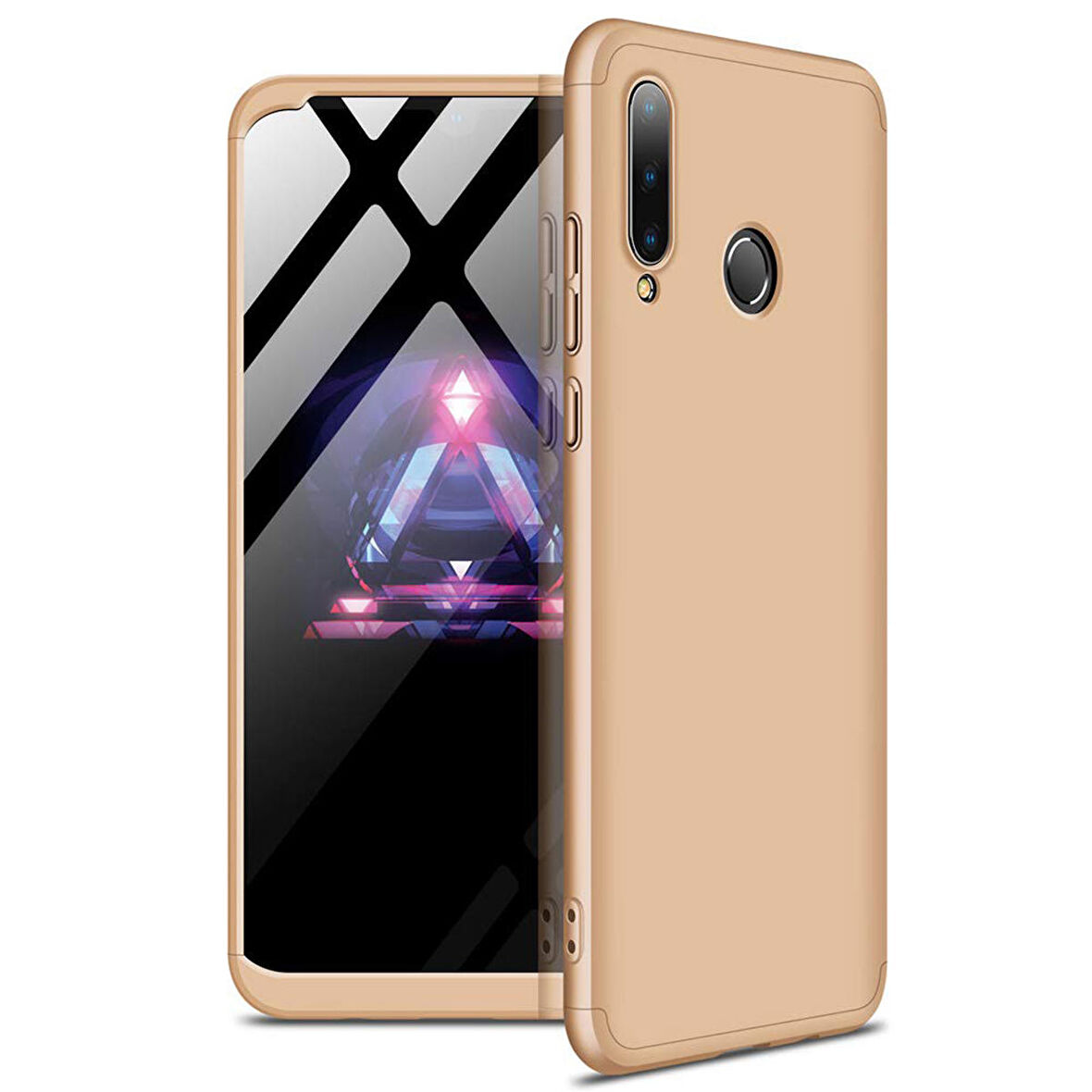 Microsonic Huawei P30 Lite Kılıf Double Dip 360 Protective Gold