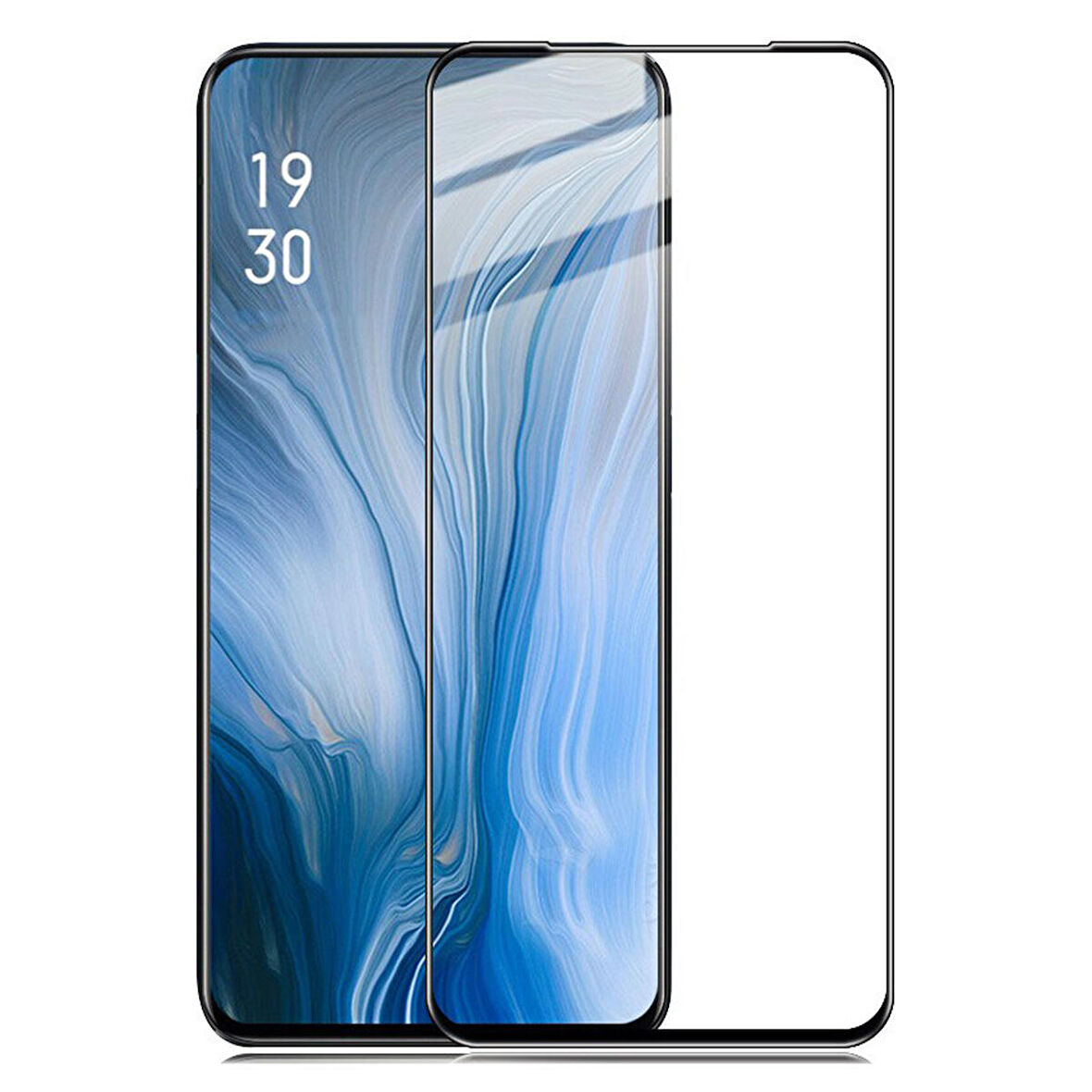 Microsonic Oppo Reno Tam Kaplayan Temperli Cam Ekran koruyucu Siyah