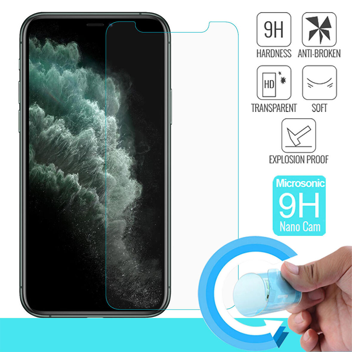 Microsonic Apple Uyumlu iPhone 11 Pro Max (6.5'') Nano Cam Ekran Koruyucu