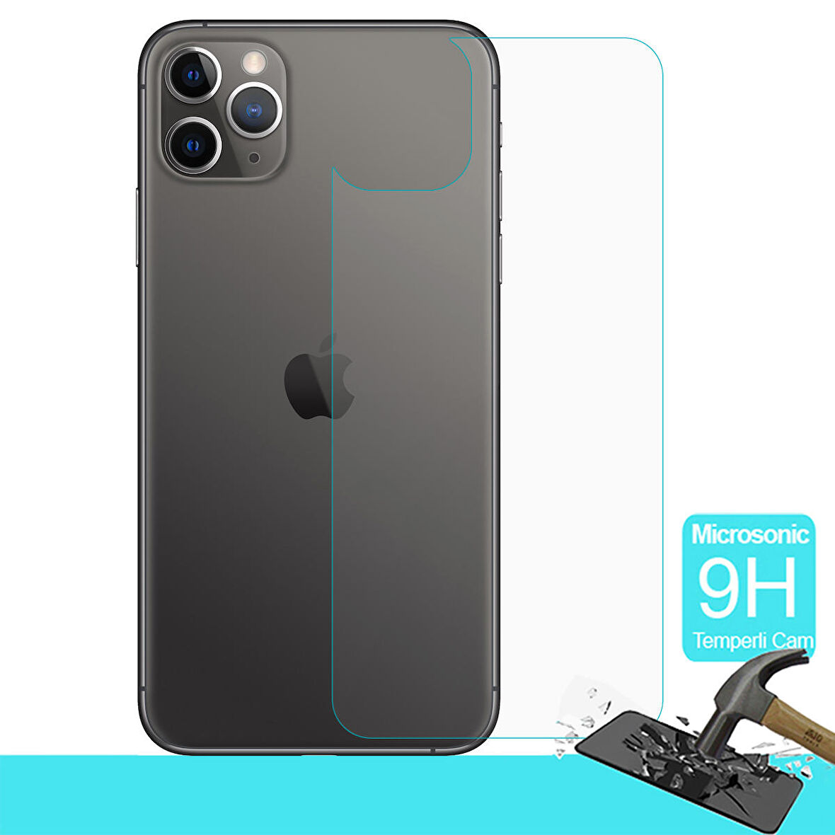Microsonic Apple Uyumlu iPhone 11 Pro (5.8'') Arka Temperli Cam Ekran Koruyucu