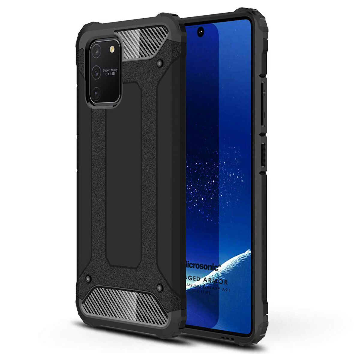 Microsonic Samsung Galaxy S10 Lite Kılıf Rugged Armor Siyah